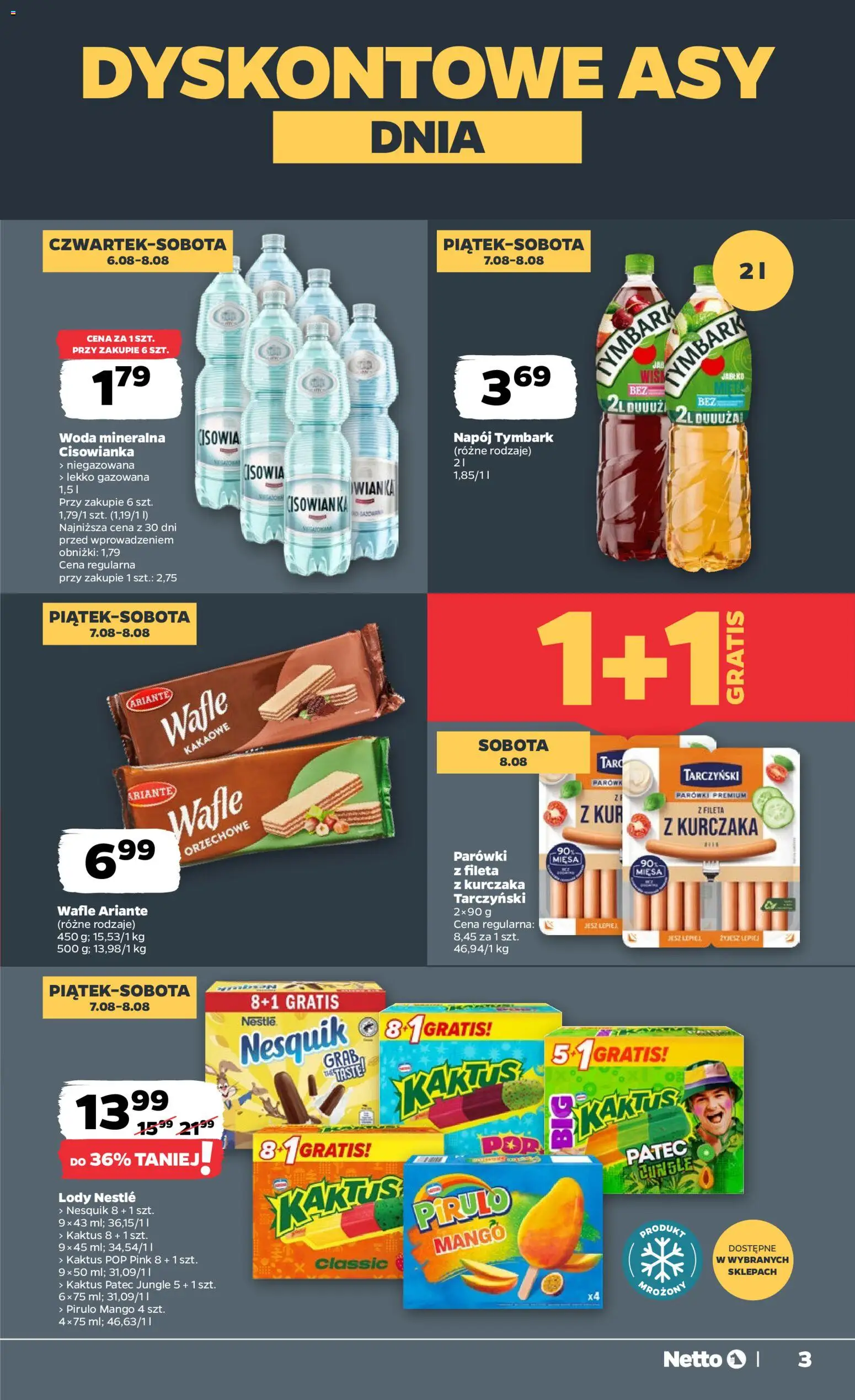 Netto gazetka od czwartku od 06.08.2026 | Strona: 3 | Produkty: Mango, Parówki, Lody, Woda