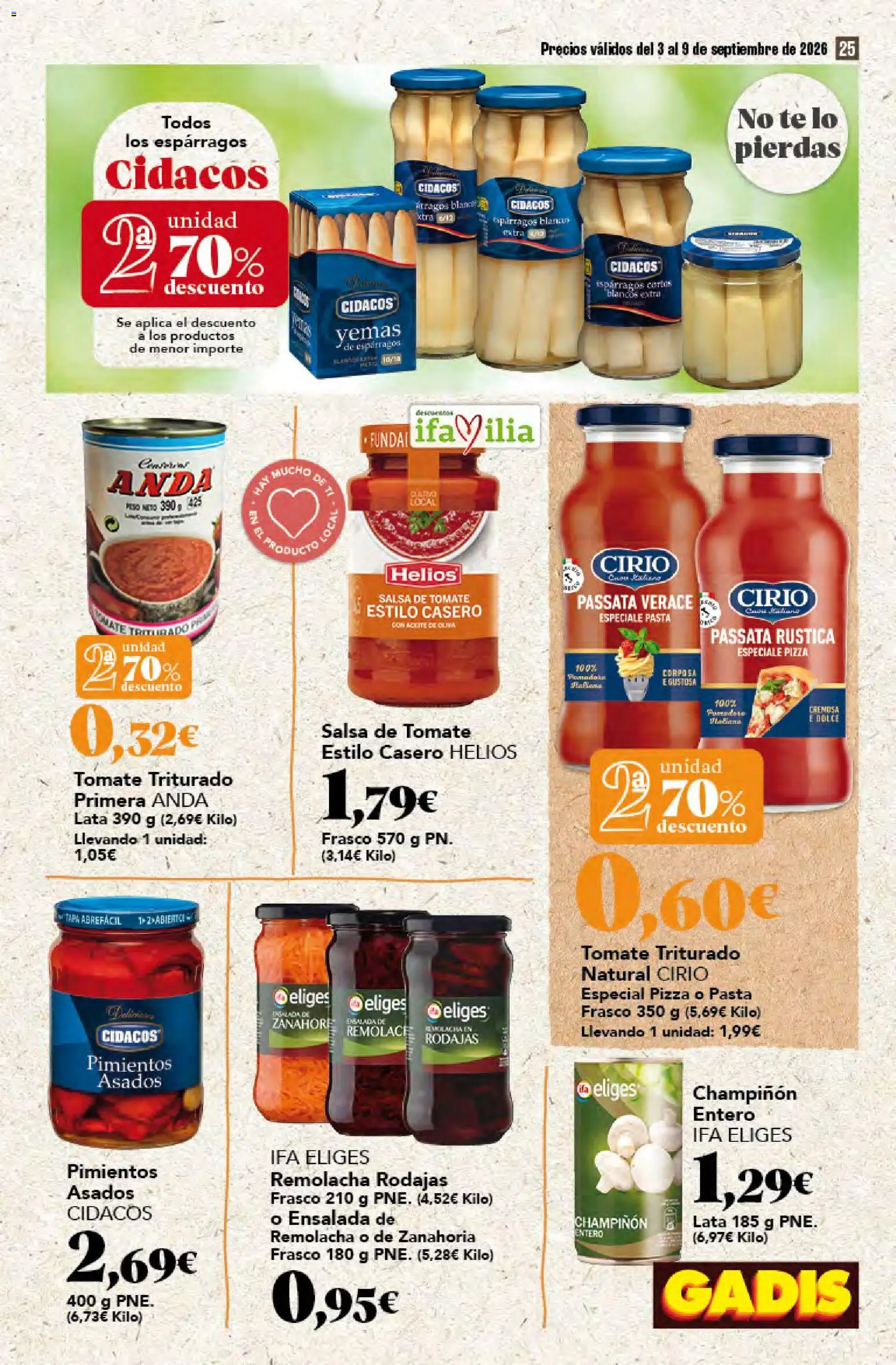 Gadis folleto │ válido desde el 03/09/2026 | Página: 25 | Productos: Pizza, Espárragos, Zanahoria, Funda