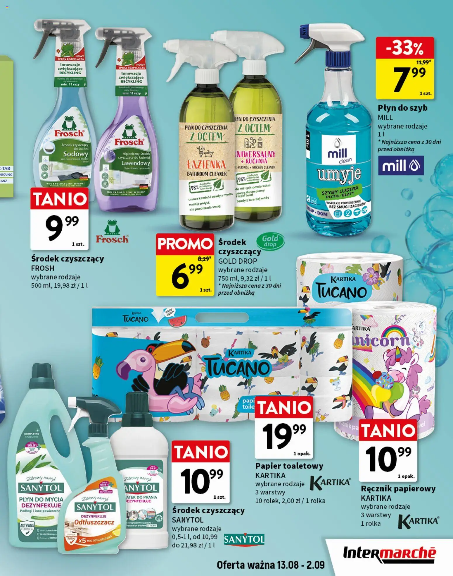 Intermarche gazetka - Świeżość pierwsza klasa od 13.08.2026 | Strona: 11 | Produkty: Papier toaletowy, Cleaner, Płyn do szyb, Ręcznik papierowy