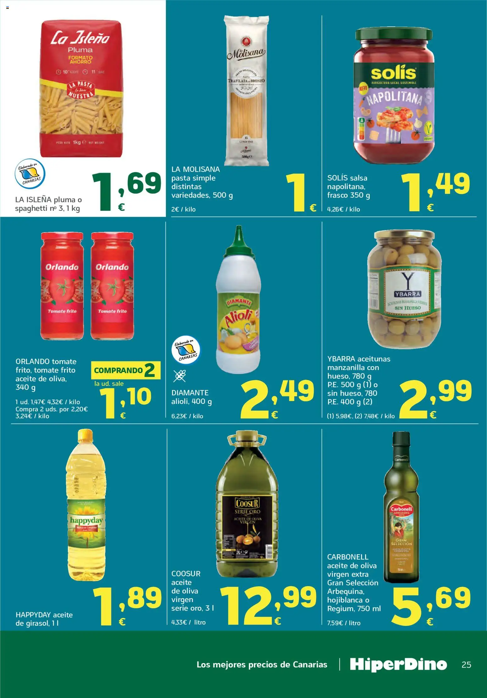 HiperDino folleto │ válido desde el 25/08/2026 | Página: 25 | Productos: Aceite, Tomate, Pasta, Aceite de oliva