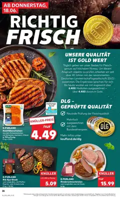 K-PURAND, Rib-Eye-Steak, vom Jungbullen, mit Pfeffer-, Paprika- oder Kräuternote, (1 kg = 16.96) ab 15.06.2026 gültig | Seite: 35