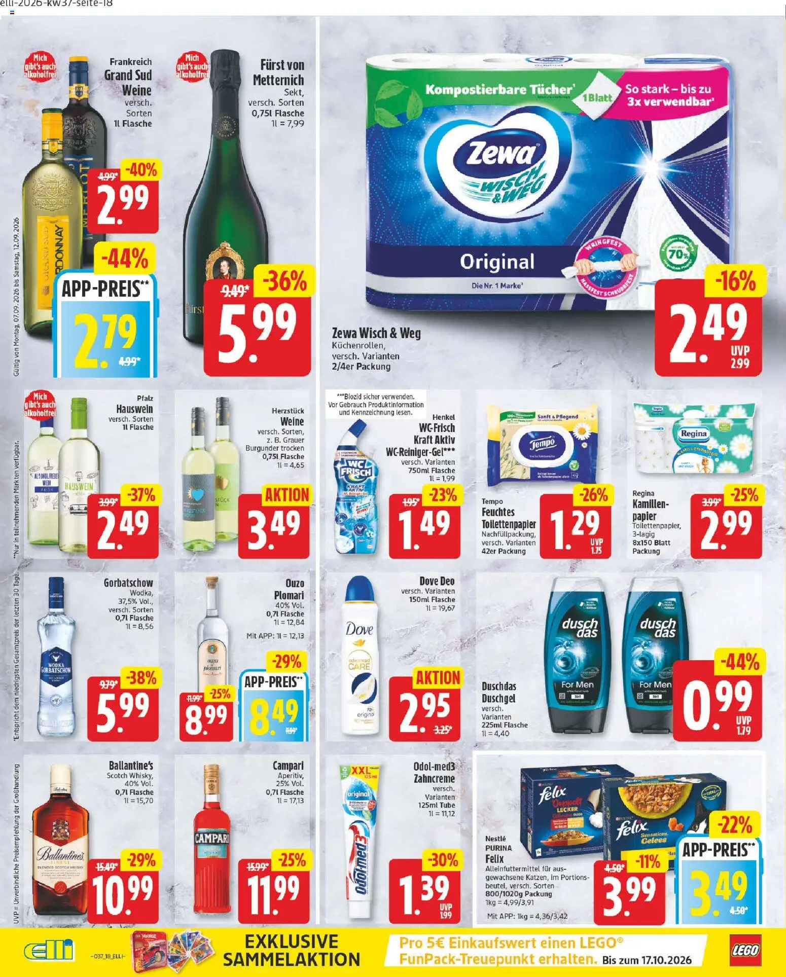 Elli Markt Prospekt – gültig ab 07.09.2026 | Seite: 18 | Produkte: Duschgel, Grand sud, Wodka, Toilettenpapier