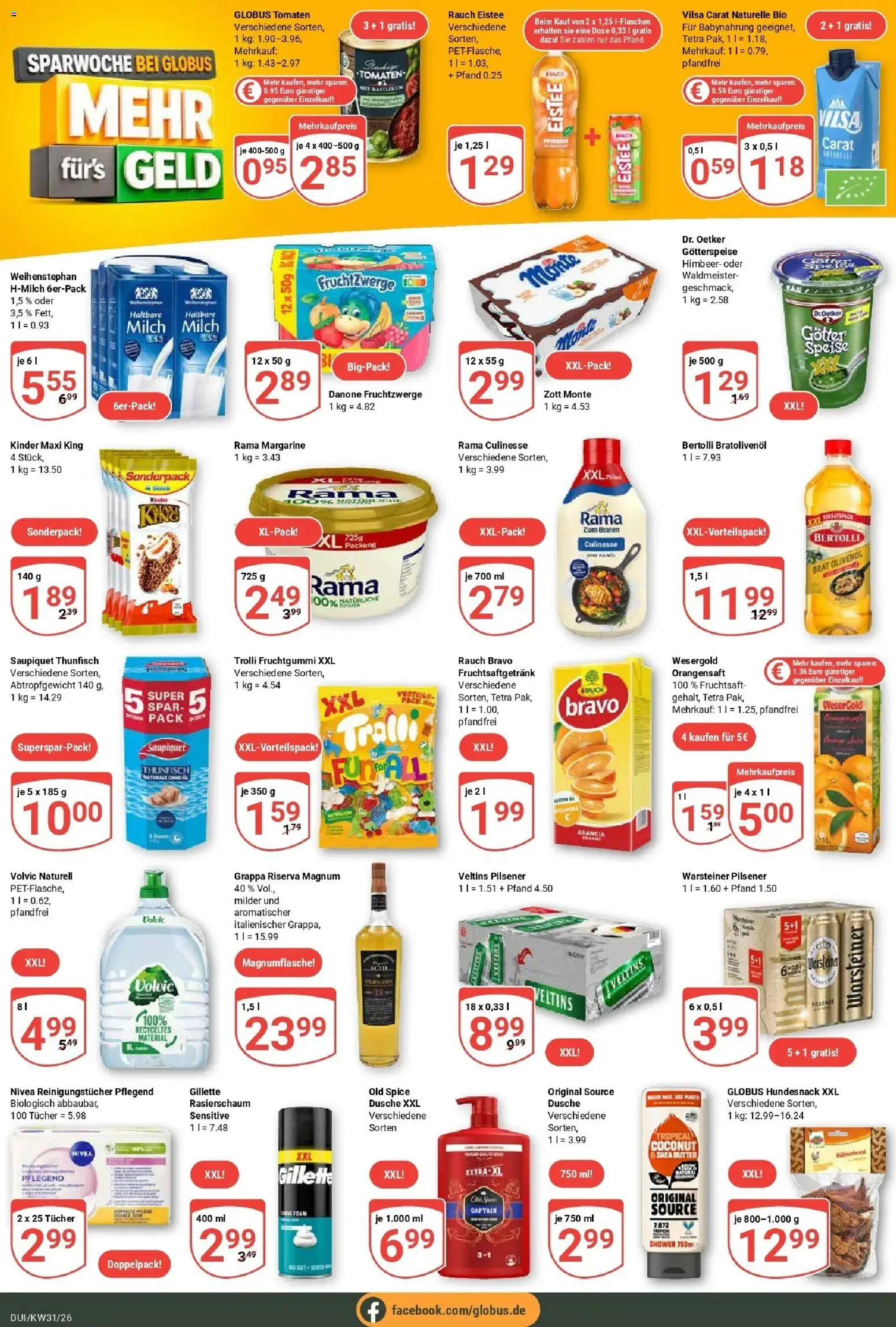 Globus Prospekt Duisburg – gültig ab 27.07.2026 | Seite: 26 | Produkte: Fruchtzwerge, Rasierschaum, Reinigungstücher, Veltins