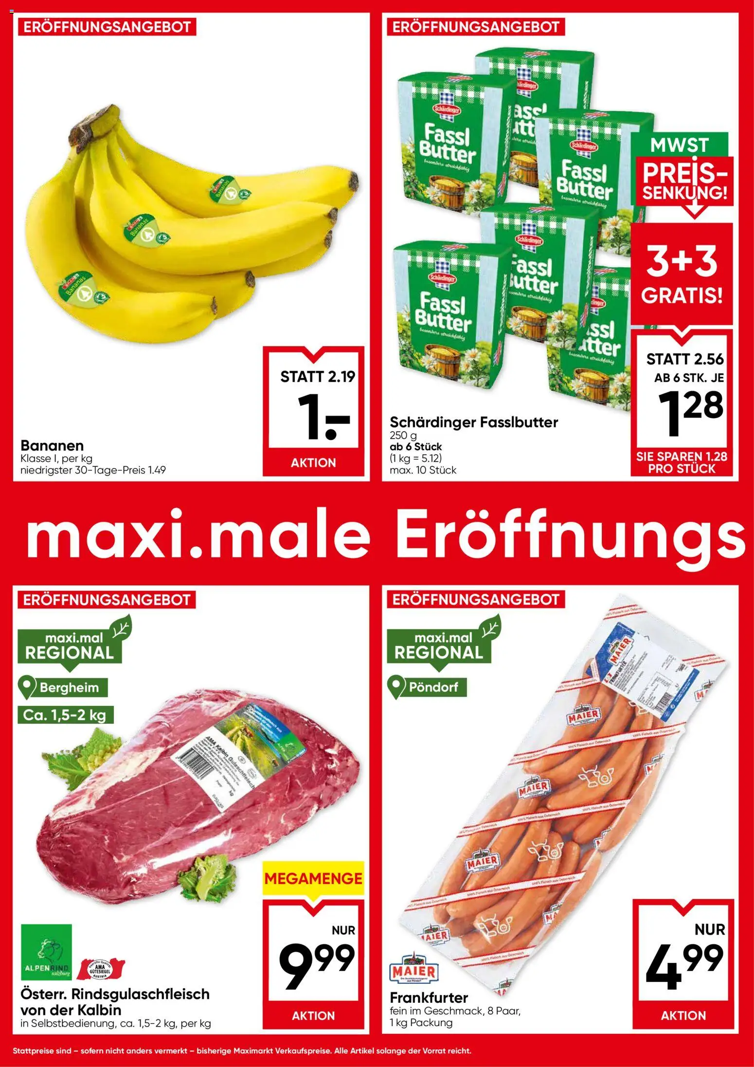 Maximarkt Eröffnung Linz gültig ab 09.10.2026 | Seite: 2 | Produkte: Butter, Bananen