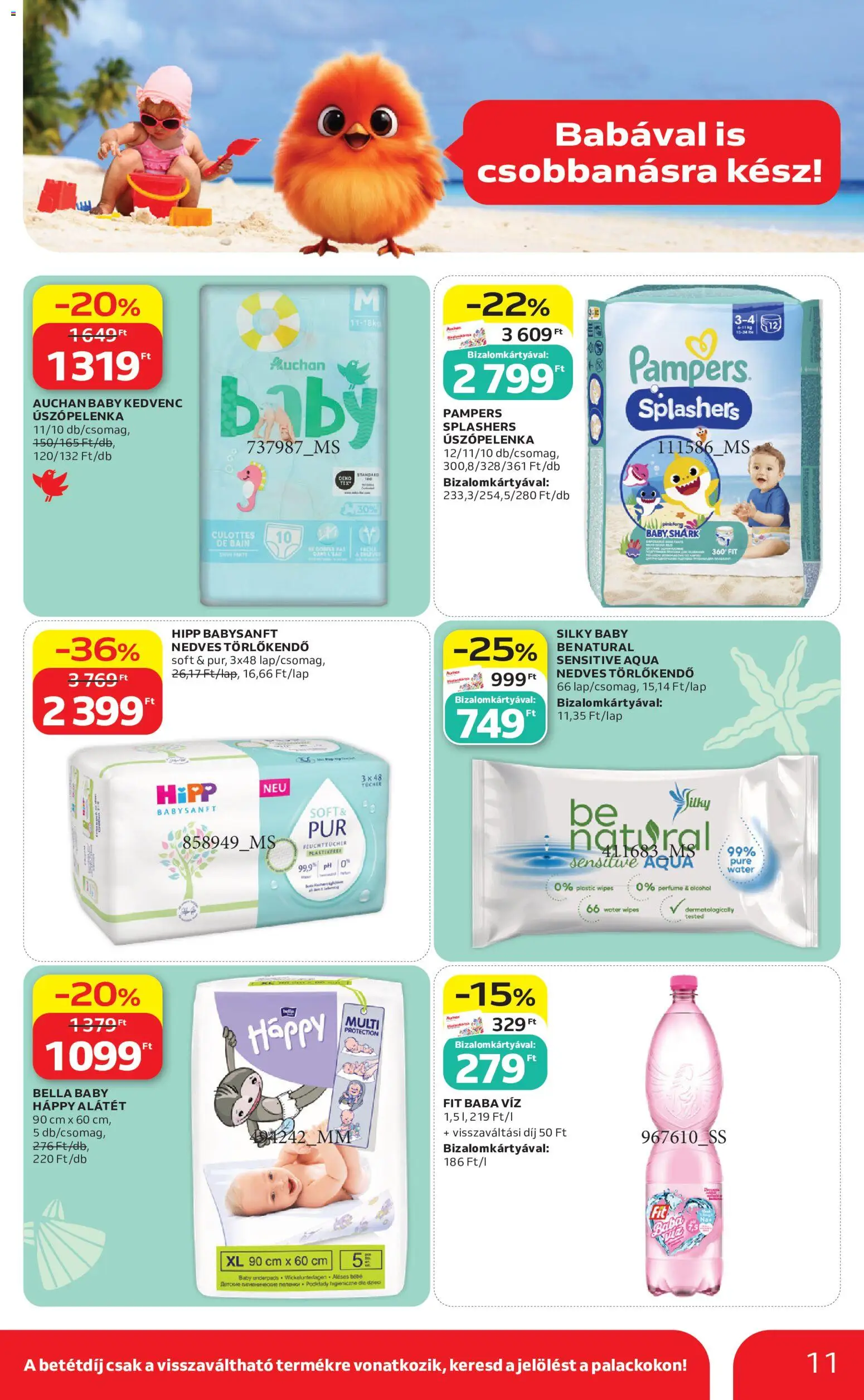 Auchan akciós ujság - amely érvényes a következő dátumtól: 14.05.2026 | Oldal: 11 | Termékek: Pampers, Törlőkendő, Nedves törlőkendő