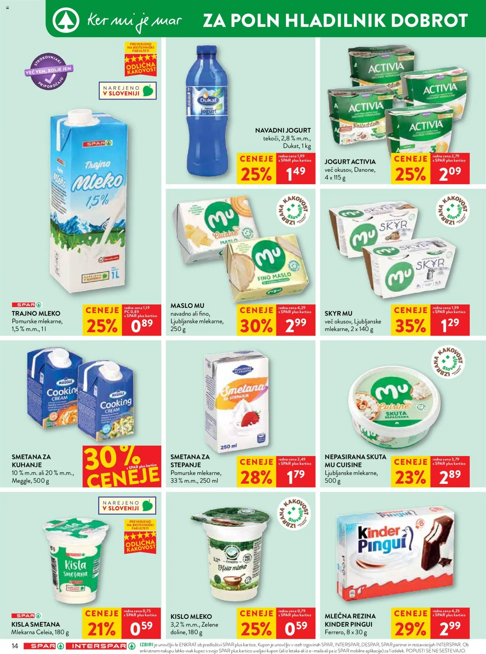 Novi Spar katalog ponudbe – veljaven od 16.07.2026 | Stran: 20 | Izdelki: Hladilnik, Skyr, Mleko, Kisla smetana