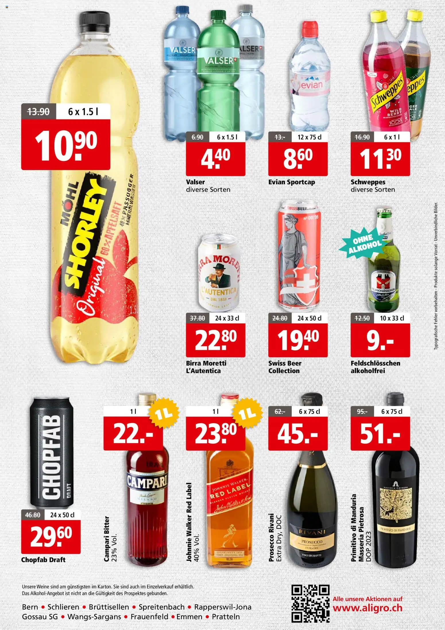 Aligro aktionen Business Schlieren, Gossau SG, Frauenfeld, Rapperswil-Jona, Sargans, Bern – gültig ab 18.05.2026 | Seite: 4 | Produkte: Apfelsaft, Mineralwasser