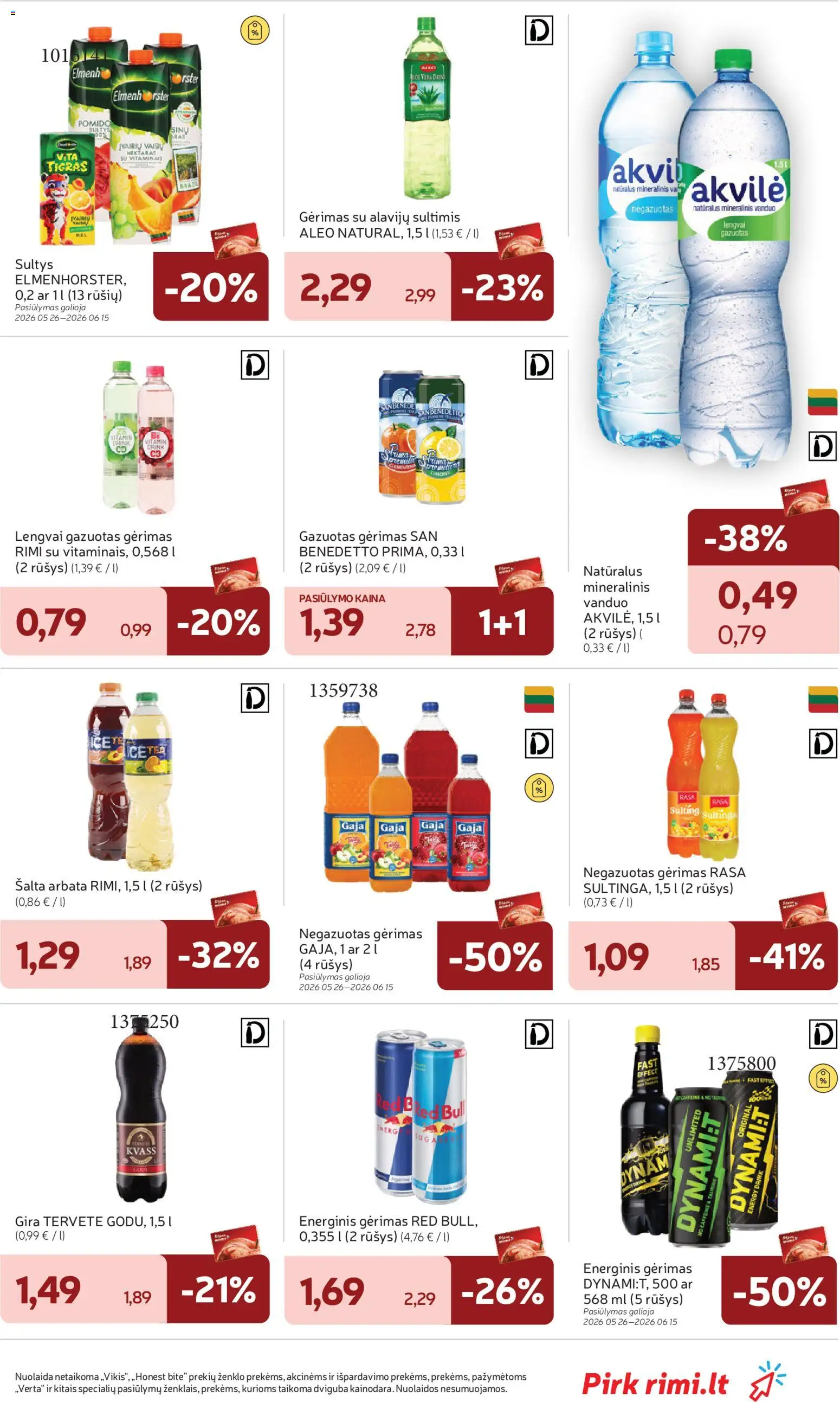 Rimi akcijos nuo 02.06.2026 | Puslapis: 29 | Prekių: Energinis gėrimas, Sultys, Arbata, Mineralinis vanduo