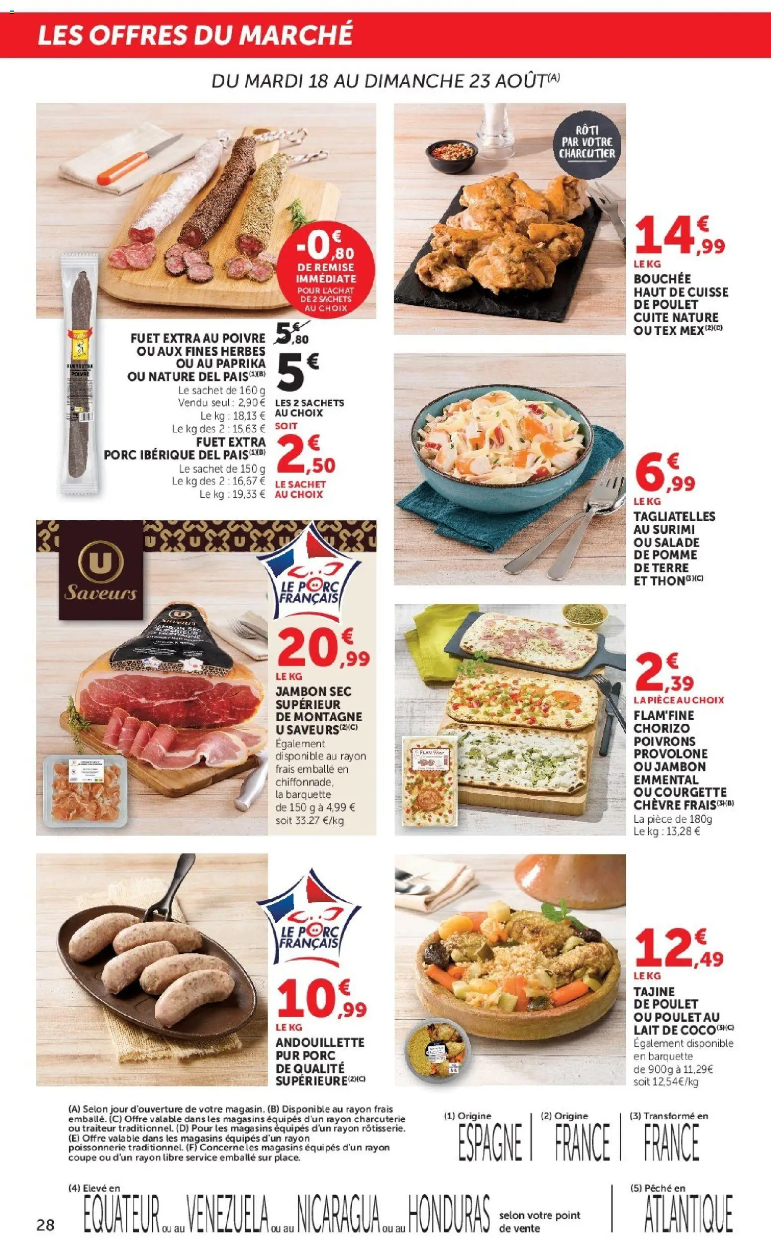 {H1} | Page: 28 | Produits: Charcuterie, Poulet, Fuet extra, Thon