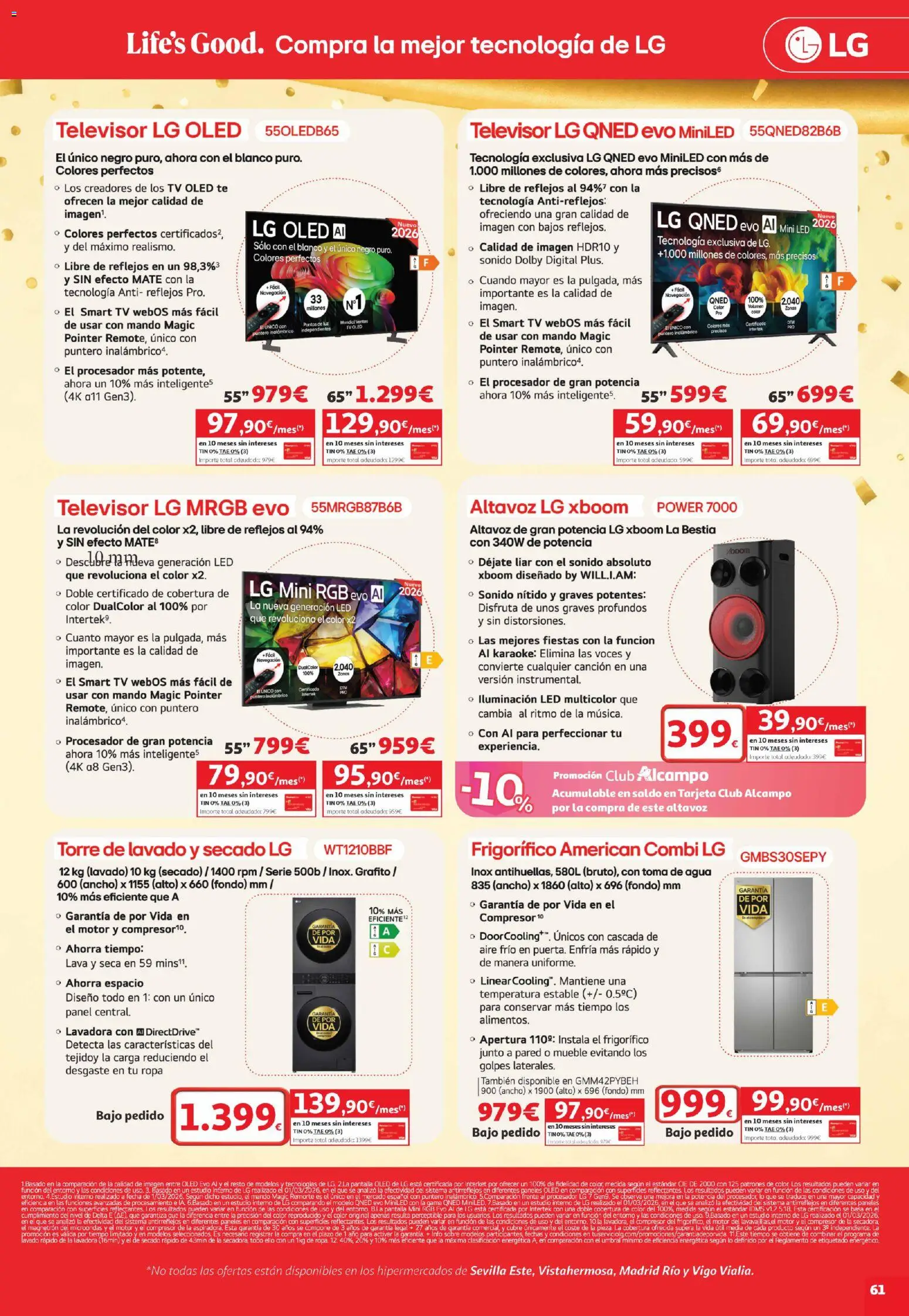 Alcampo folleto Telde │ válido desde el 22/10/2026 | Página: 61 | Productos: Ropa, Televisor, Lavadora, Combi
