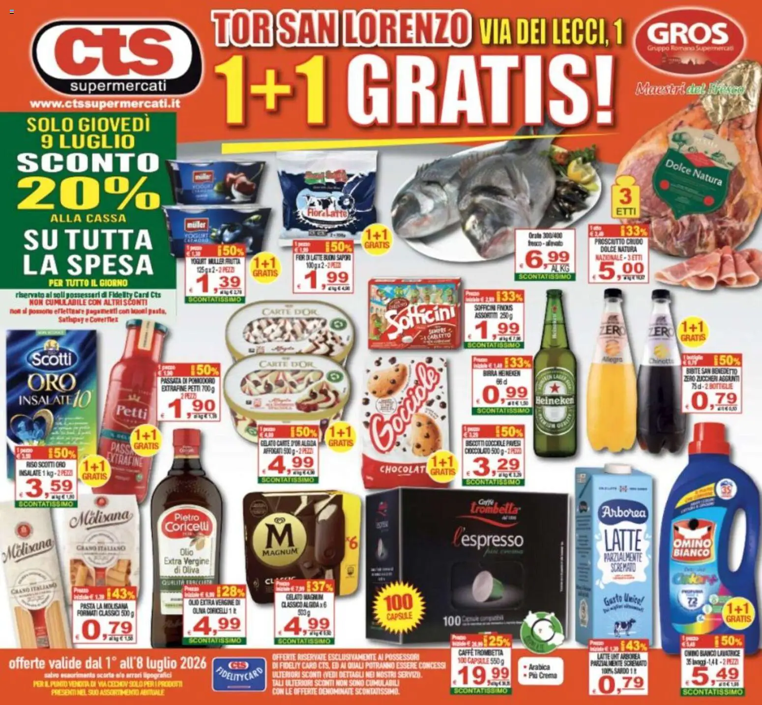 Volantino CTS del 01/07/2026 | Pagina: 1 | Prodotti: Yogurt, Latte, Pasta, Bottiglia