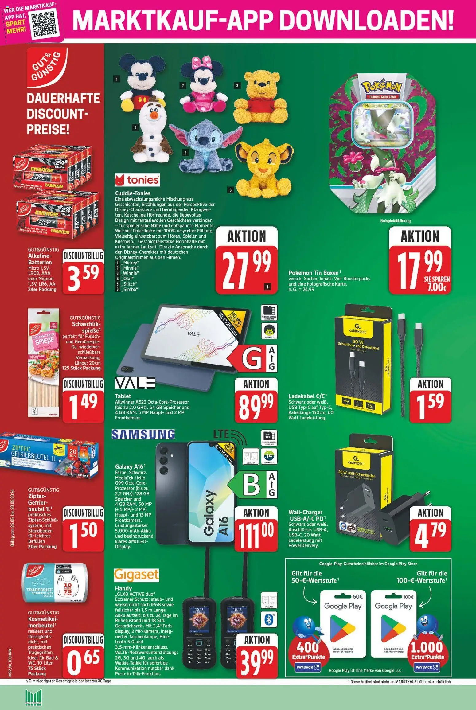 Marktkauf Prospekt – gültig ab 26.05.2026 | Seite: 20 | Produkte: USB, Batterie, Ladekabel, Tablet
