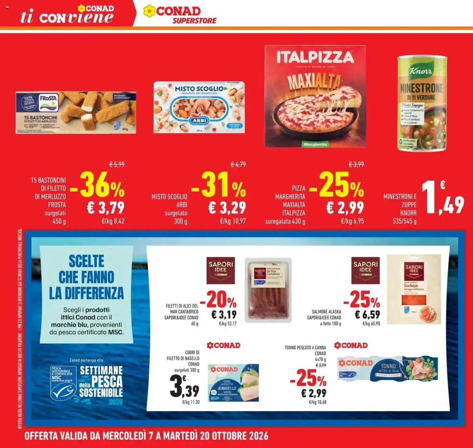 Volantino Conad del 07/10/2026 | Pagina: 44 | Prodotti: Minestrone, Verdure, Filetto, Alici