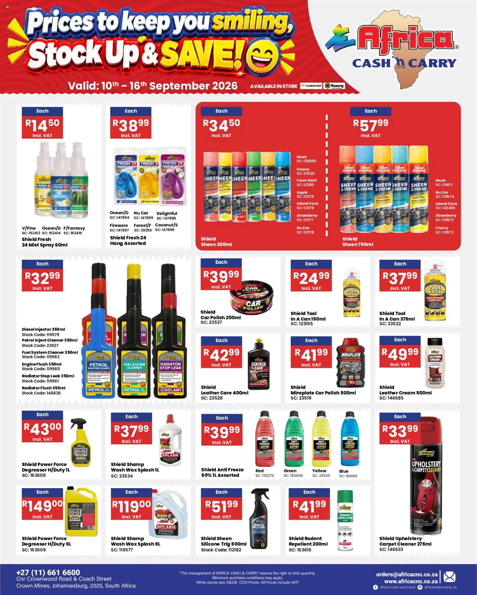 New Africa Cash & Carry catalogue – valid from 10/09/2026 | Page: 56 | Products: Carpet, Cream, Degreaser, Stock