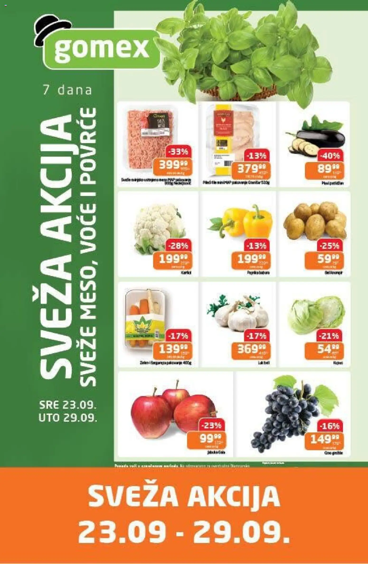 Gomex katalog - važi od 23.09.2026 | Strana: 1 | Proizvode: Voće, Povrće