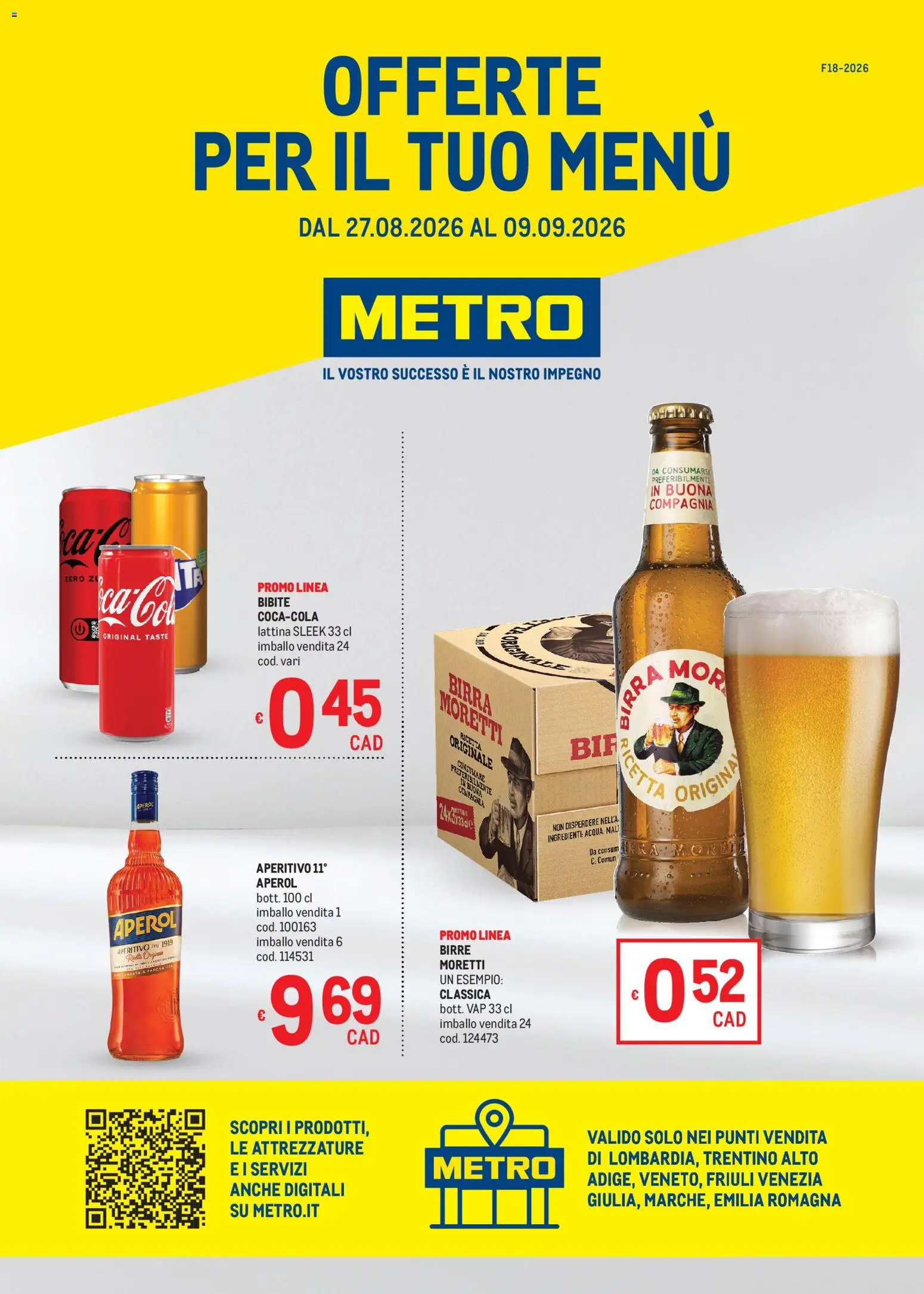 Volantino Metro del 27/08/2026 | Pagina: 1 | Prodotti: Birra Moretti, Ingredienti, Aperol, Aperitivo