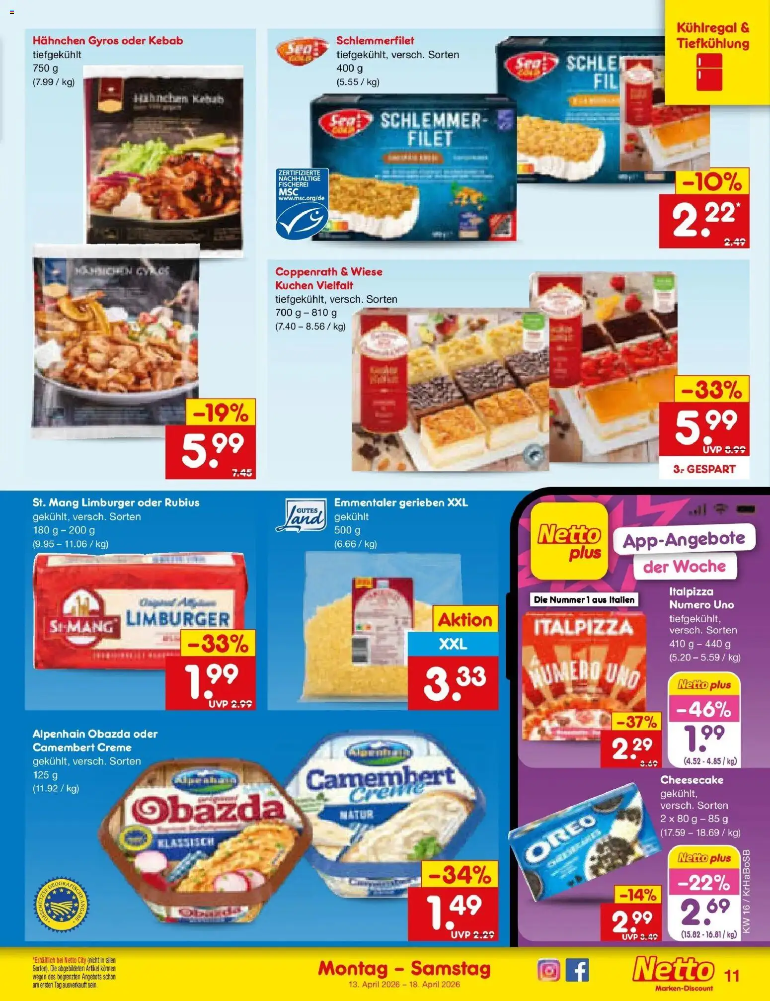 Netto Marken-Discount Prospekt Wuppertal	 – gültig ab 13.04.2026 | Seite: 13 | Produkte: Hahnchen, Creme, Gyros, Kuchen