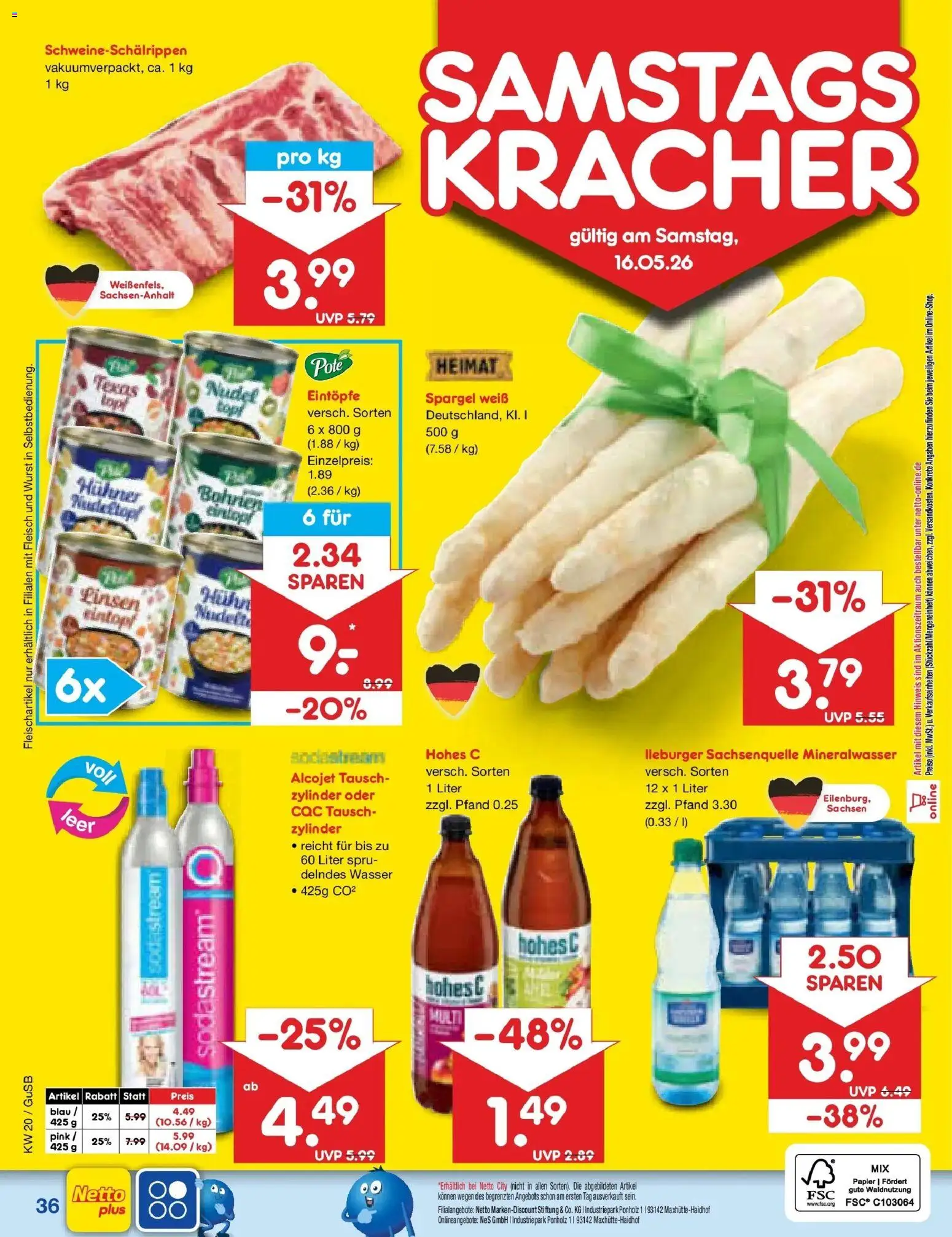 Netto Marken-Discount Prospekt Machern	 – gültig ab 10.05.2026 | Seite: 45 | Produkte: Spargel, Mineralwasser, Fleisch, Sodastream