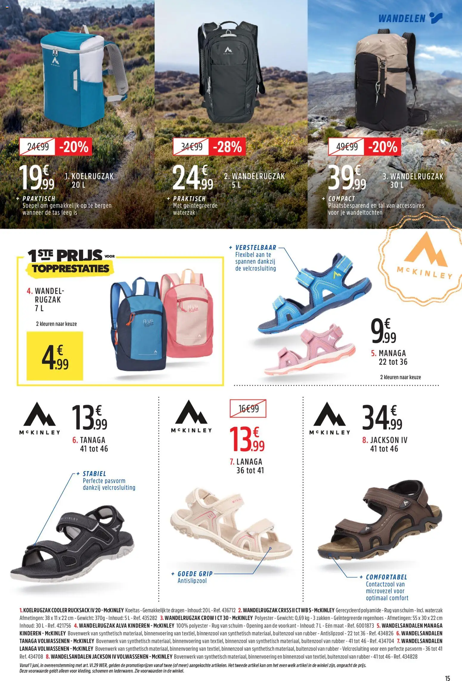 {H1} | Pagina: 15 | Producten: Sandalen, Rugzak, Gewicht, Fehérhagyma