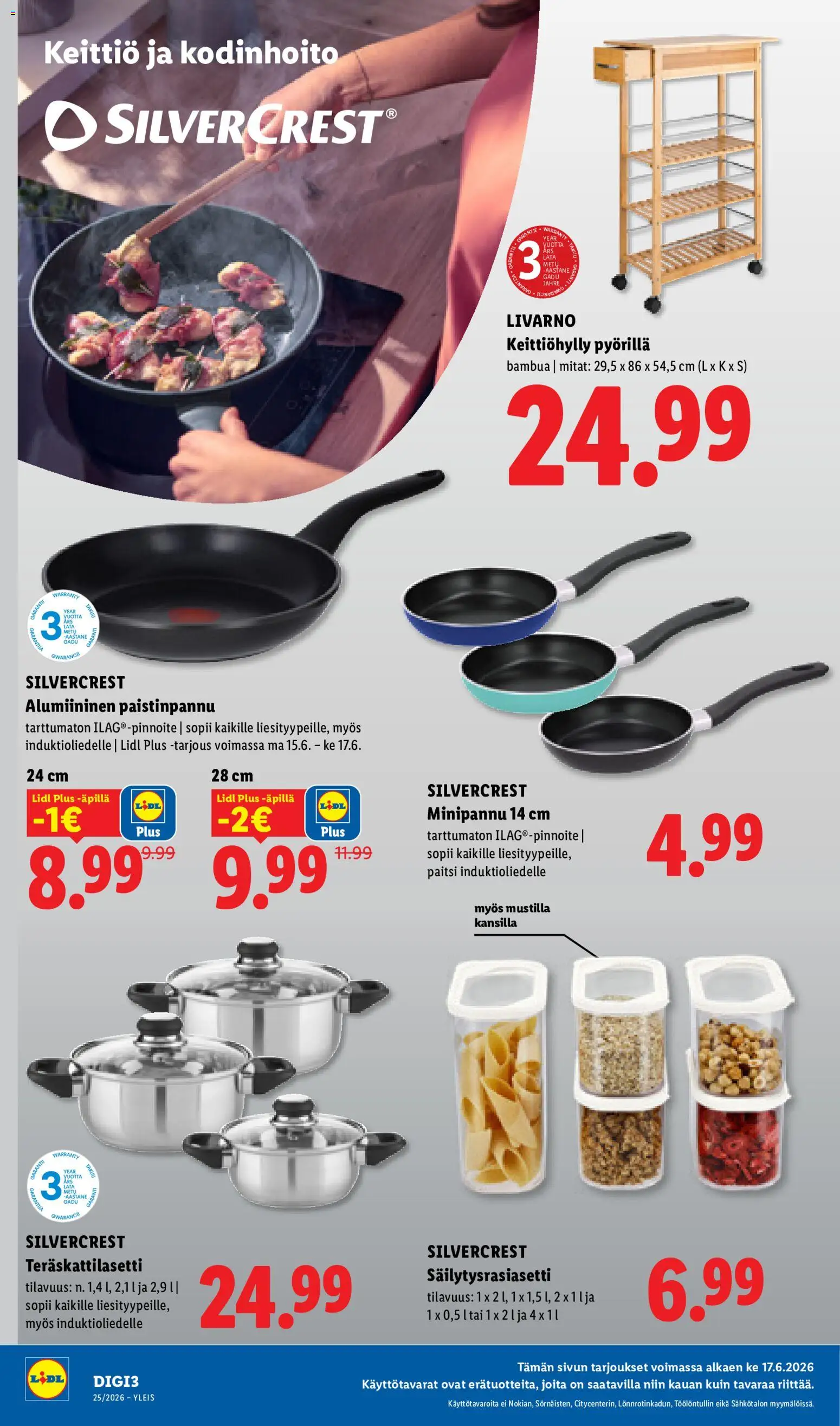 Lidl tarjoukset – voimassa 17.06.2026 alkaen | Sivu: 19 | Tuotteet: Paistinpannu, Keittiö