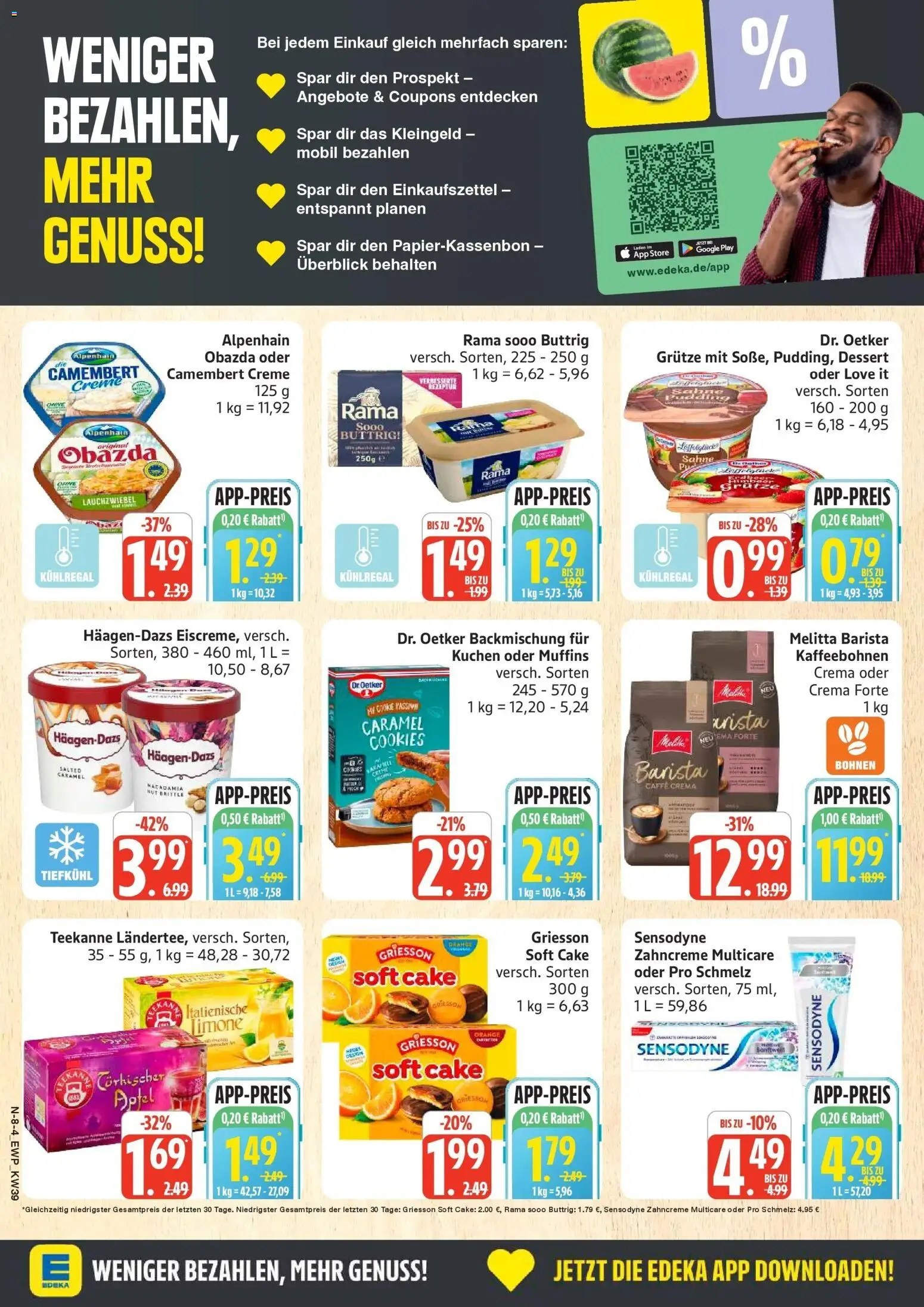 E center Prospekt Rostock (ab 21.09.2026) zum Blättern | Seite: 8 | Produkte: Rama, Camembert, Teekanne, Kuchen