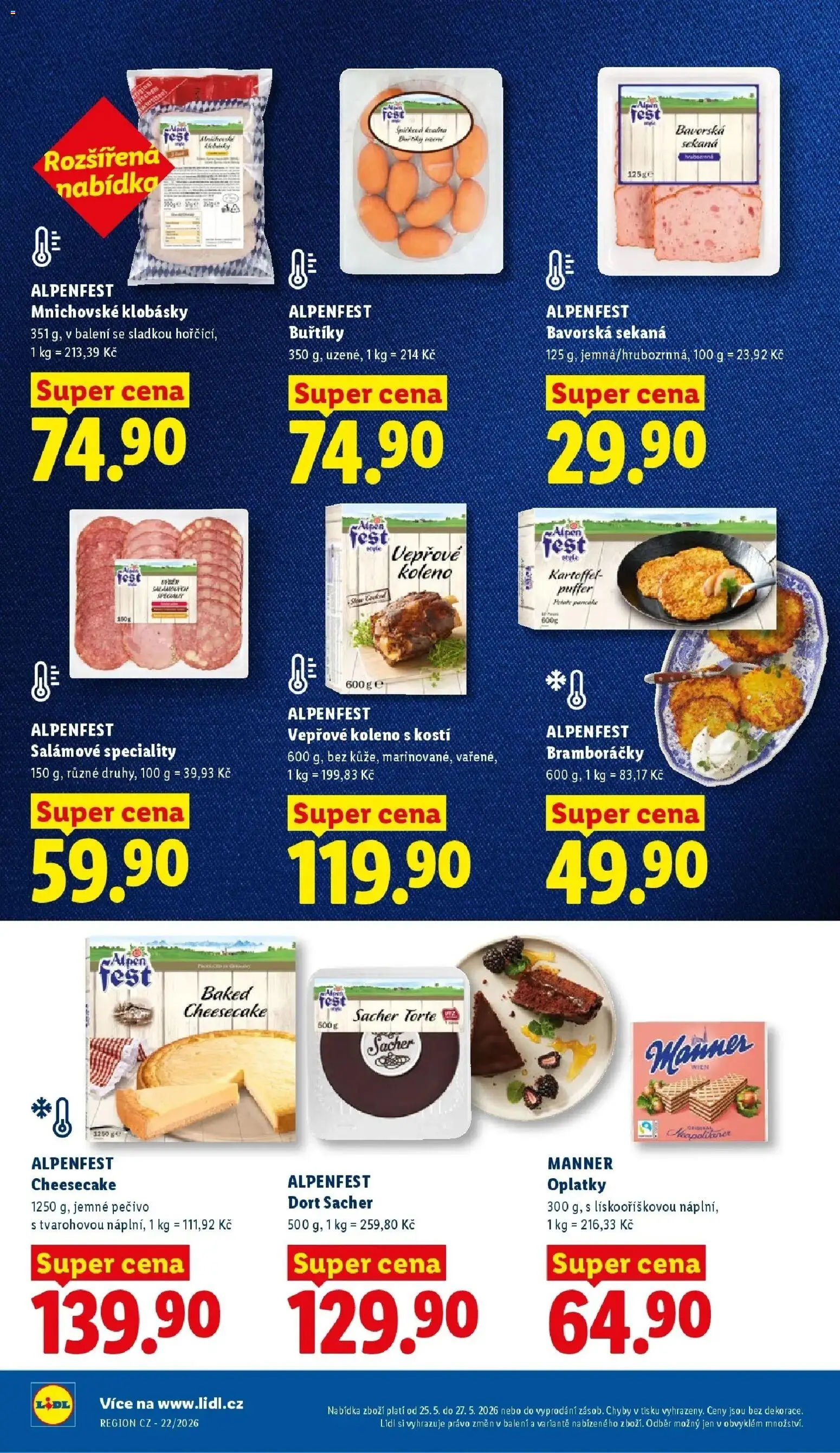 Lidl aktuální leták od 25.05.2026 | Strana: 18 | Produkty: Vepřové koleno, Cheesecake, Dort, Oplatky