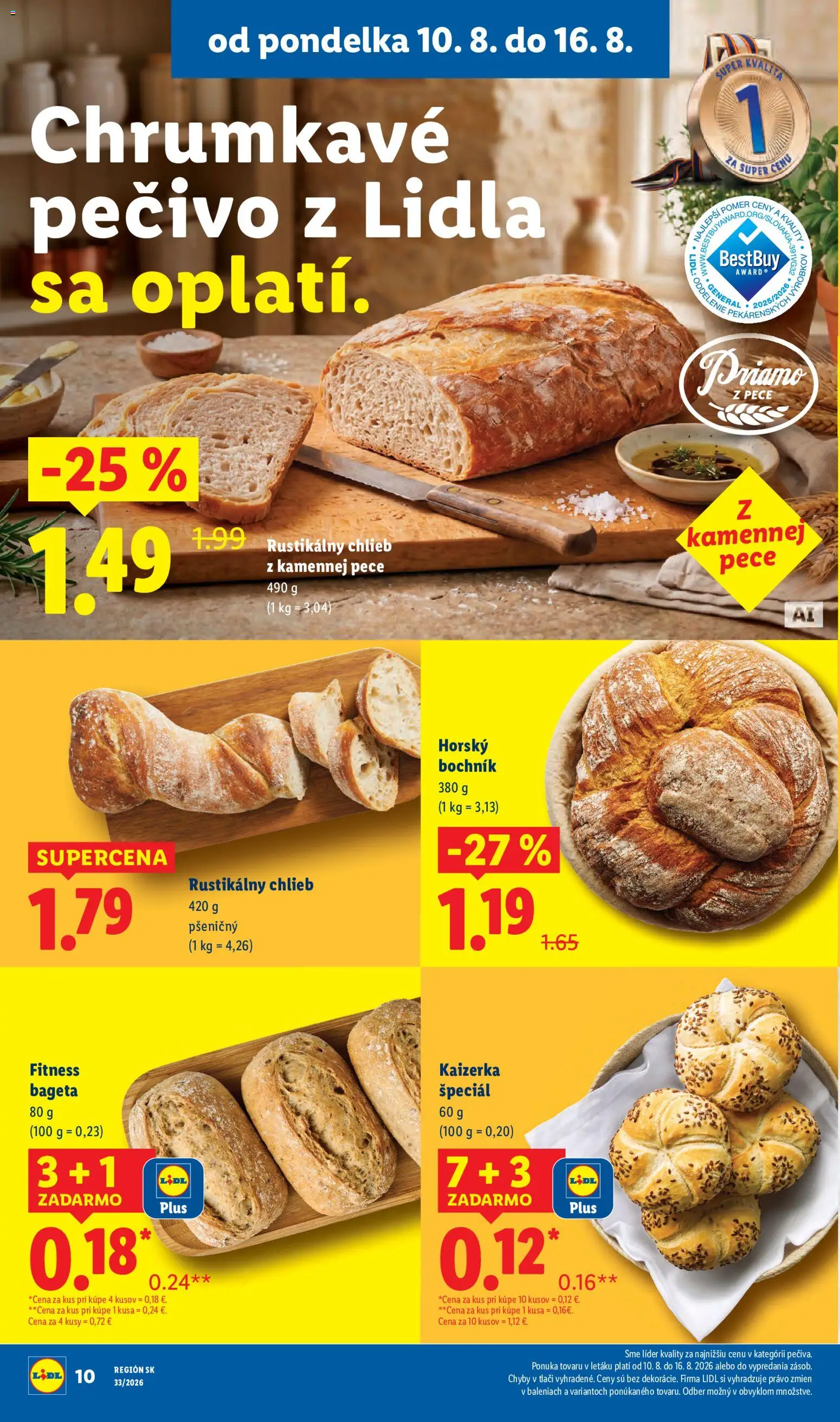Nové Lidl akcie – leták je platný od 10.08.2026 | Strana: 14 | Produkty: Chlieb, Bageta, Pečivo