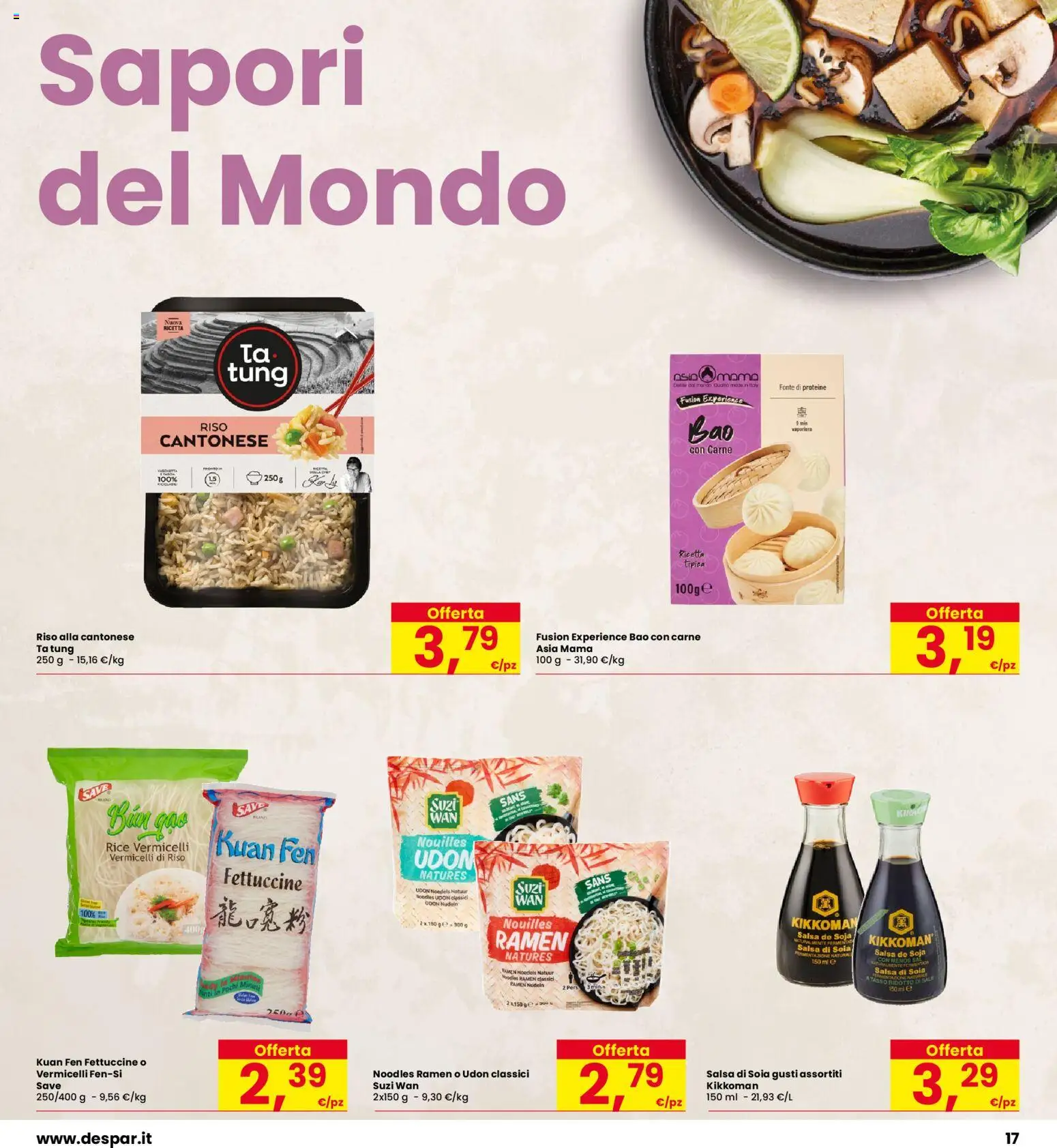 Volantino Eurospar del 08/10/2026 | Pagina: 17 | Prodotti: Riso, Carne, Salsa di soia, Fettuccine