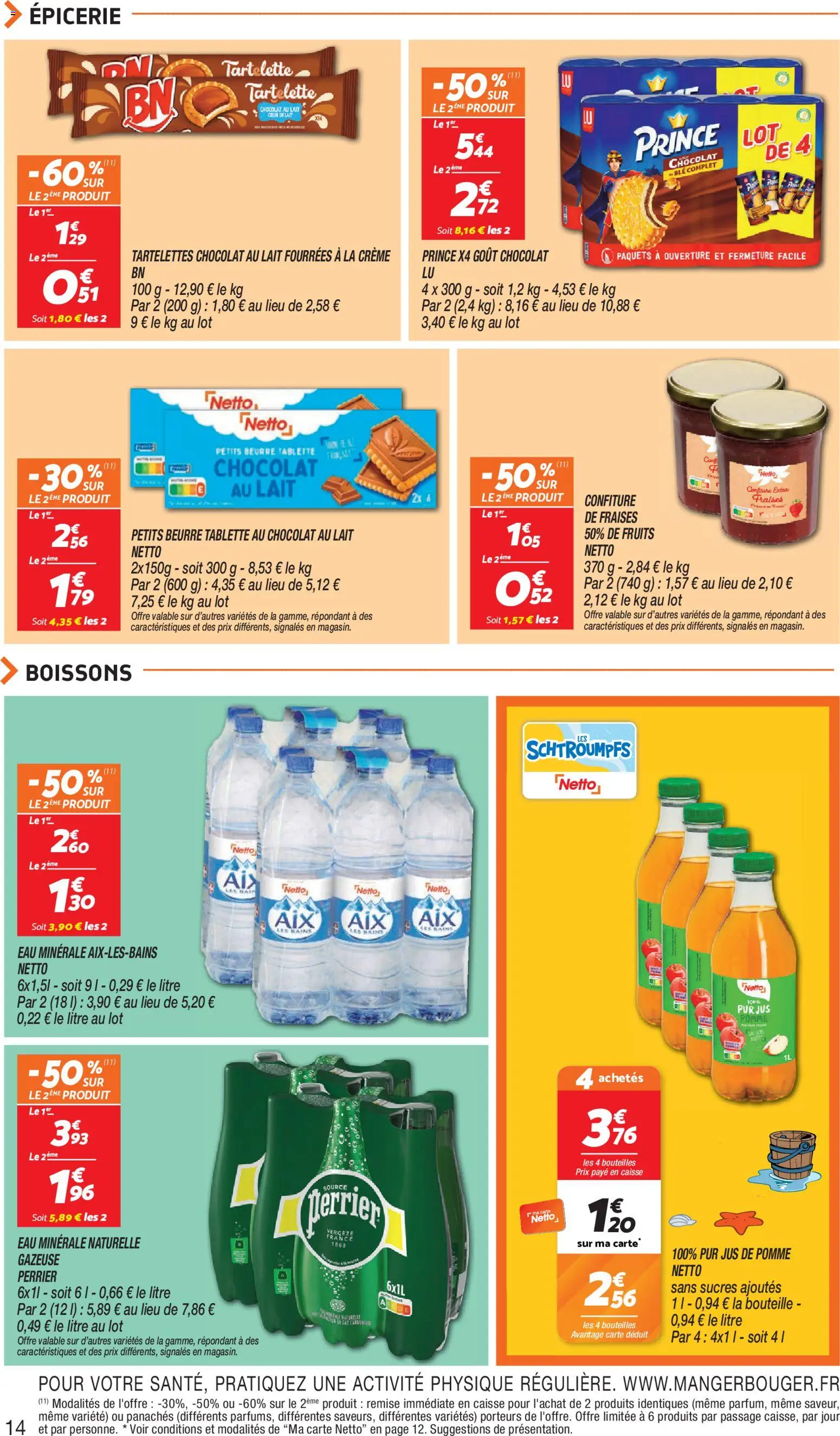 {H1} | Page: 14 | Produits: Eau minérale, Pomme, Jus de pomme, Chocolat