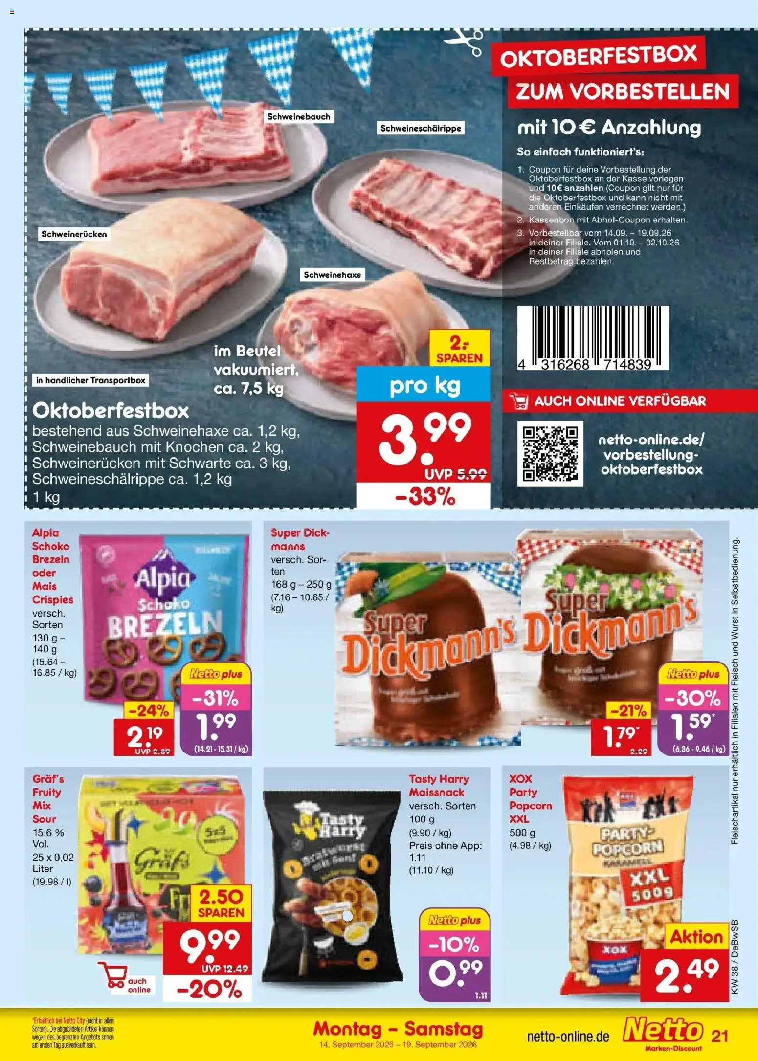 Netto Marken-Discount Prospekt Waiblingen-Bittenfeld – gültig ab 14.09.2026 | Seite: 31 | Produkte: Mais, Schweinebauch, Wurst, Schweinerucken
