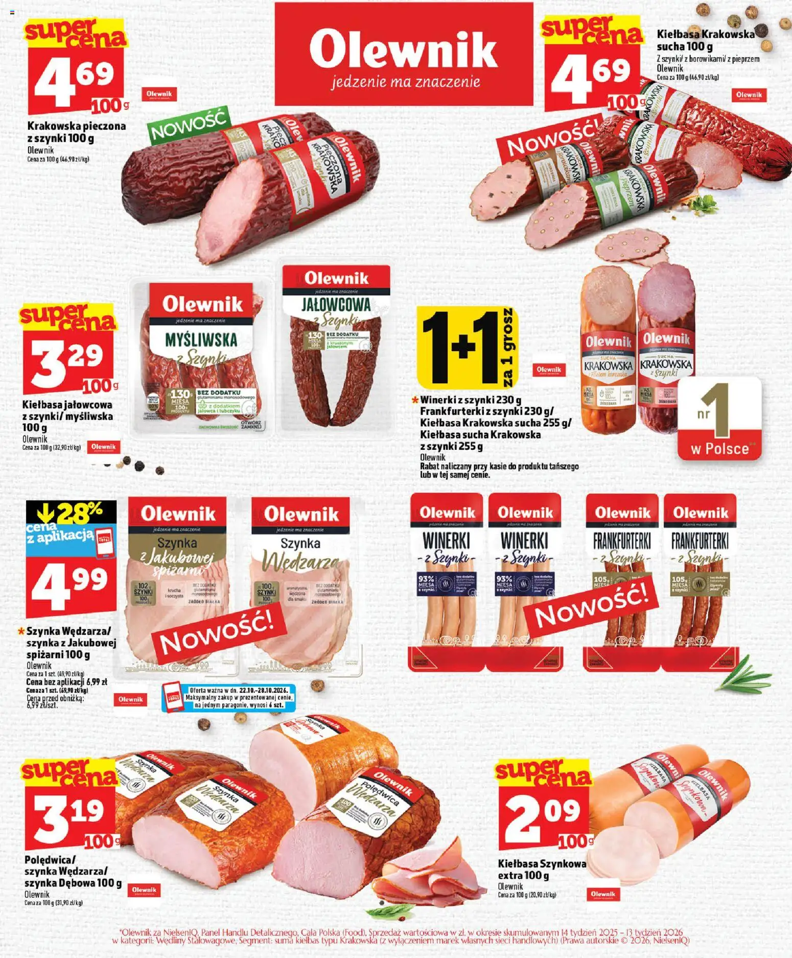 Topaz gazetka od 22.10.2026 | Strona: 22 | Produkty: Kiełbasa, Myśliwska, Kiełbasa krakowska, Wędliny