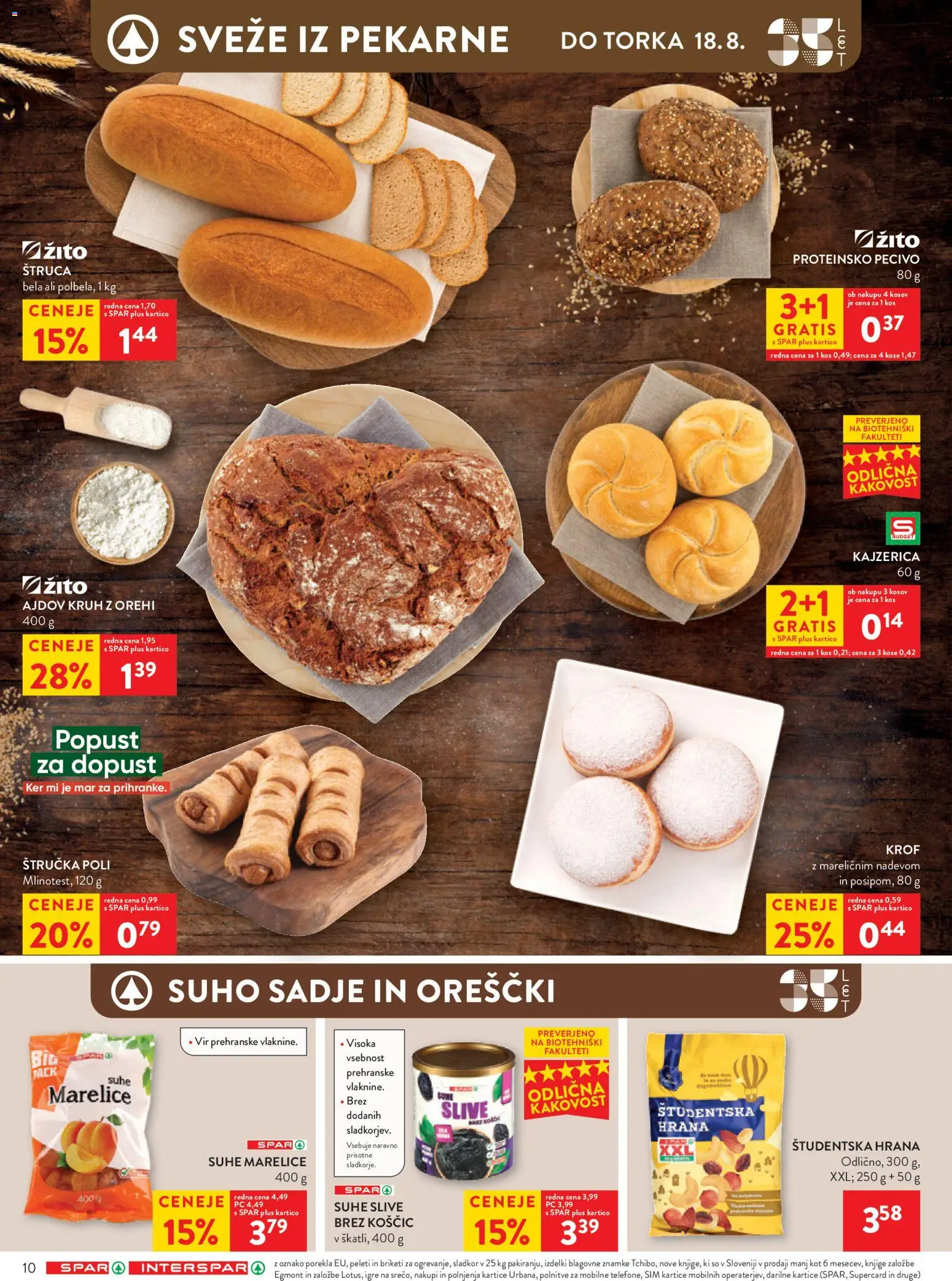 Novi Spar katalog ponudbe – veljaven od 12.08.2026 | Stran: 10 | Izdelki: Kruh, Orescki, Sadje, Sladkor