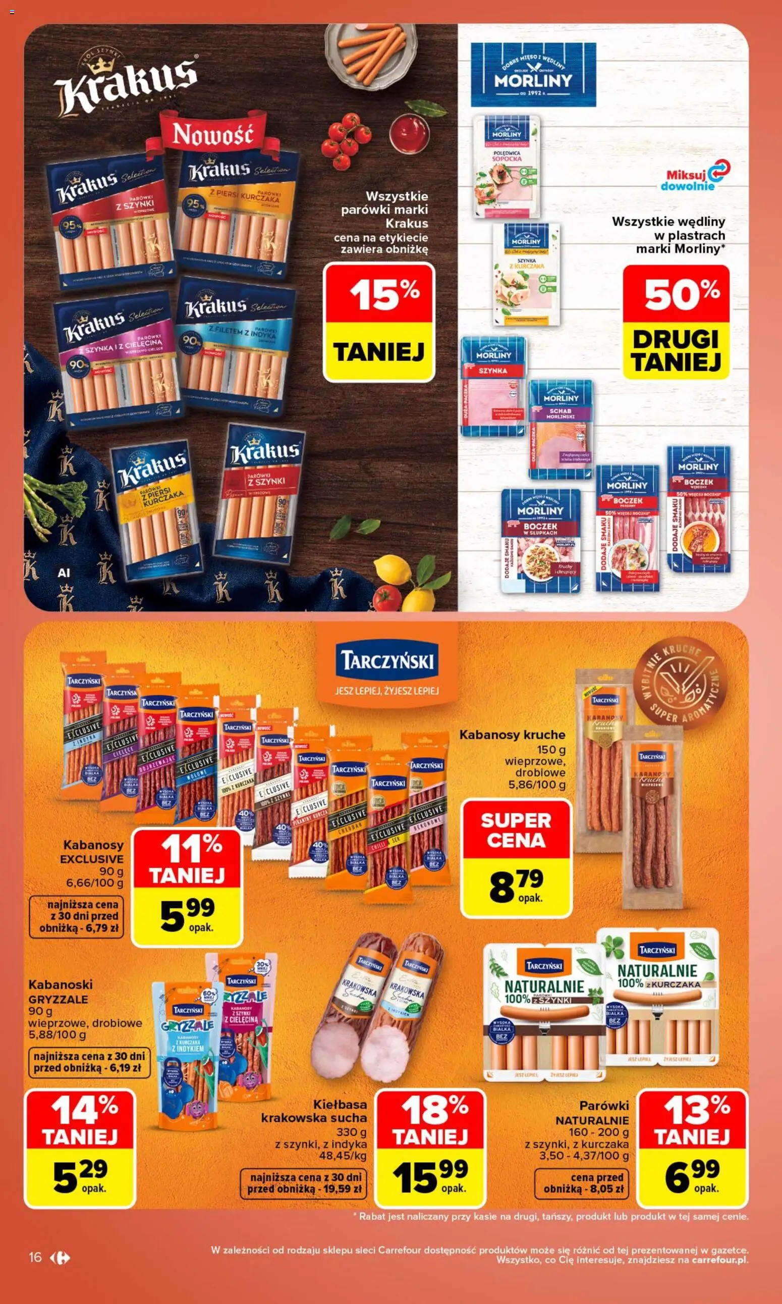 Carrefour gazetka od 26.10.2026 | Strona: 18 | Produkty: Parówki, Szynka, Krakowska sucha, Wędliny