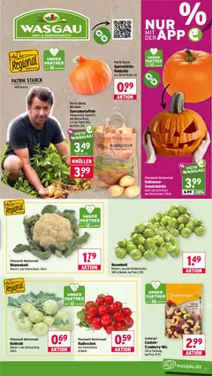 Wasgau Prospekt ab 28.09.2026 gültig | Seite: 9 | Produkte: Cashew, Kartoffeln, Obst, Blumenkohl
