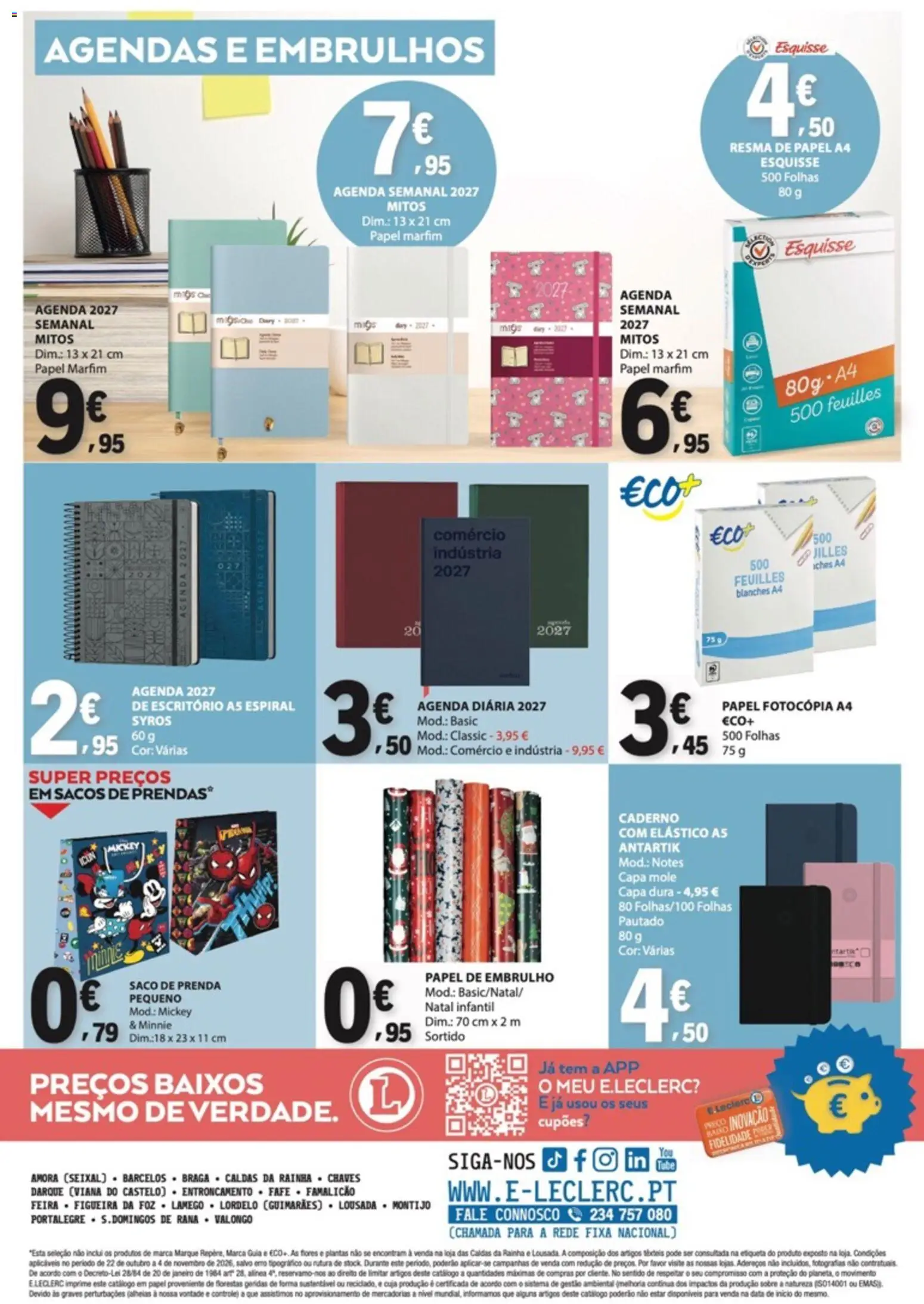 E.Leclerc folheto Não Alimentar │ válido de 22/10/2026 | Página: 12 | Produtos: Caderno, Flores, Saco, Papel de embrulho