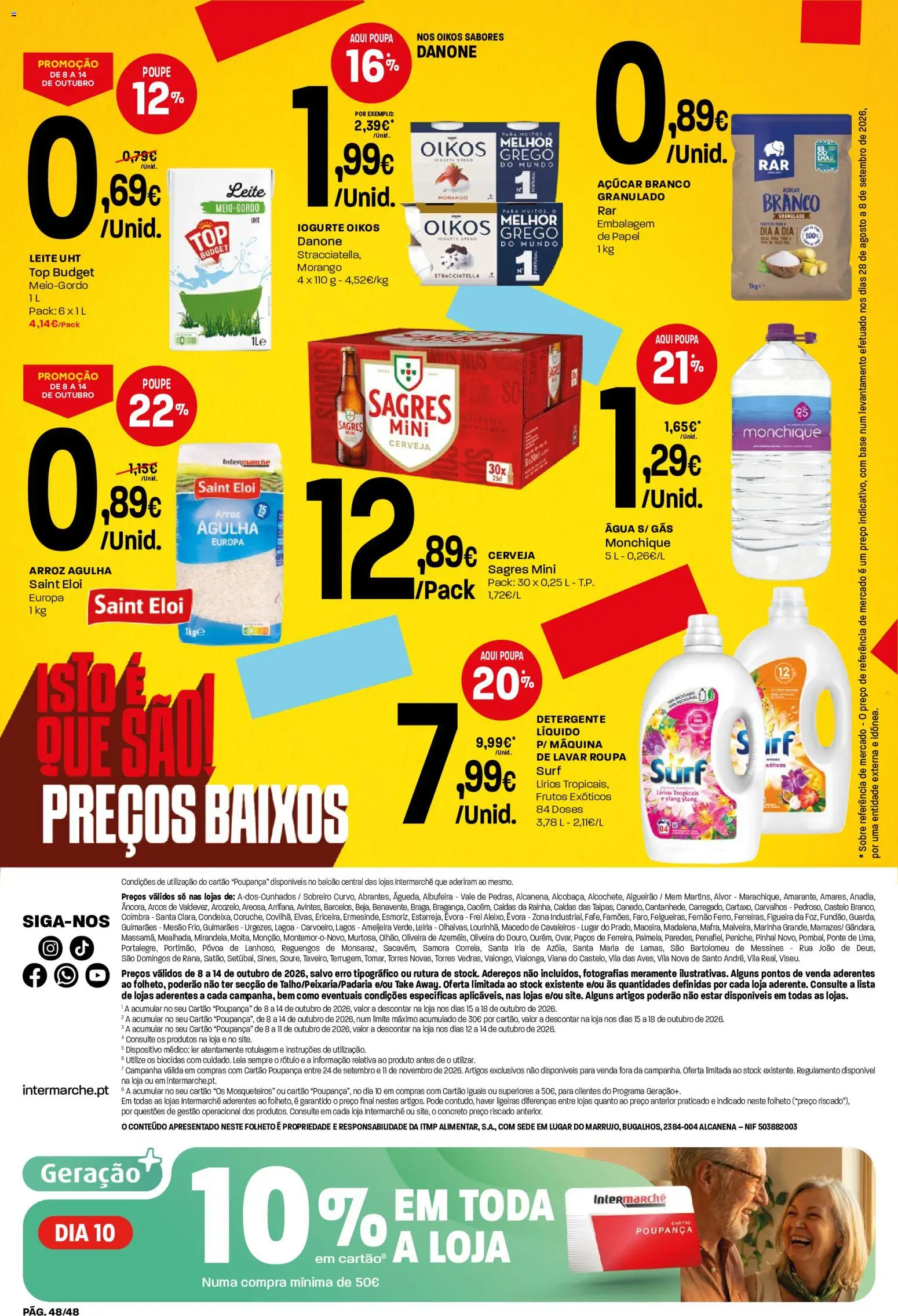 Intermarché folheto │ válido de 08/10/2026 | Página: 48 | Produtos: Agua, Top, Detergente, Cerveja