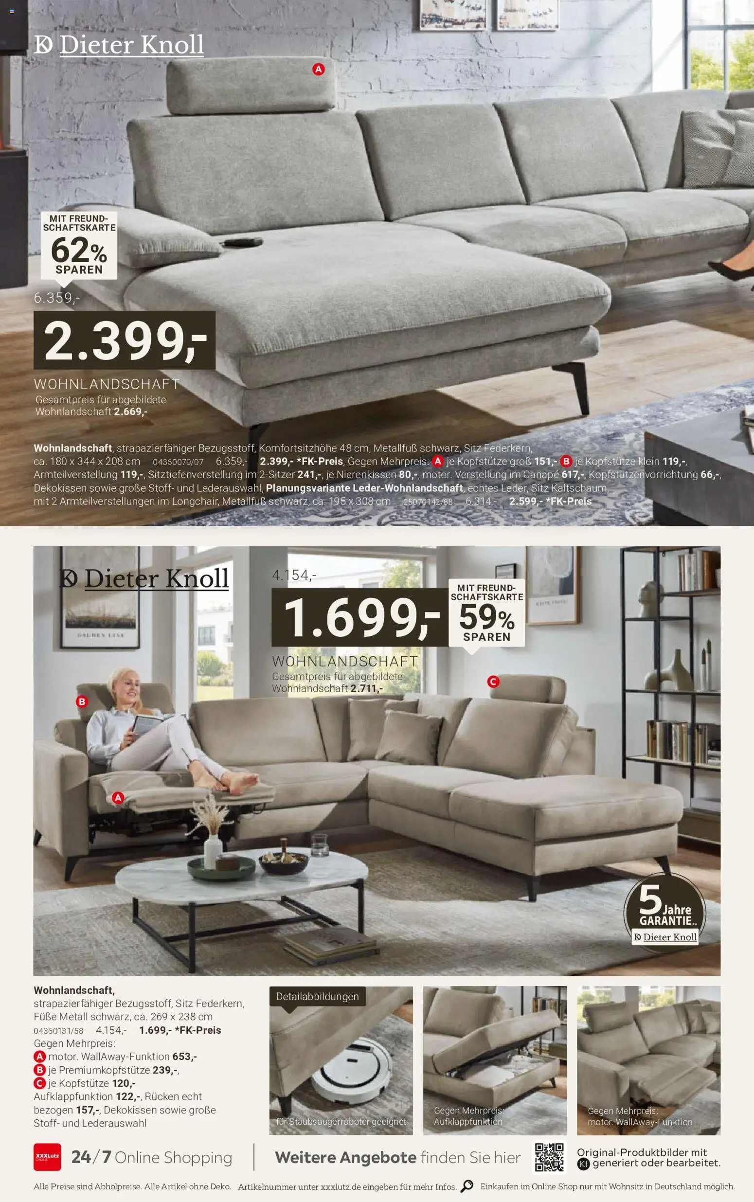 XXXLutz Dieter Knoll Spezial – gültig ab 17.10.2026 | Seite: 2 | Produkte: Staubsauger, Ledersofa, Relaxsessel, Roboter
