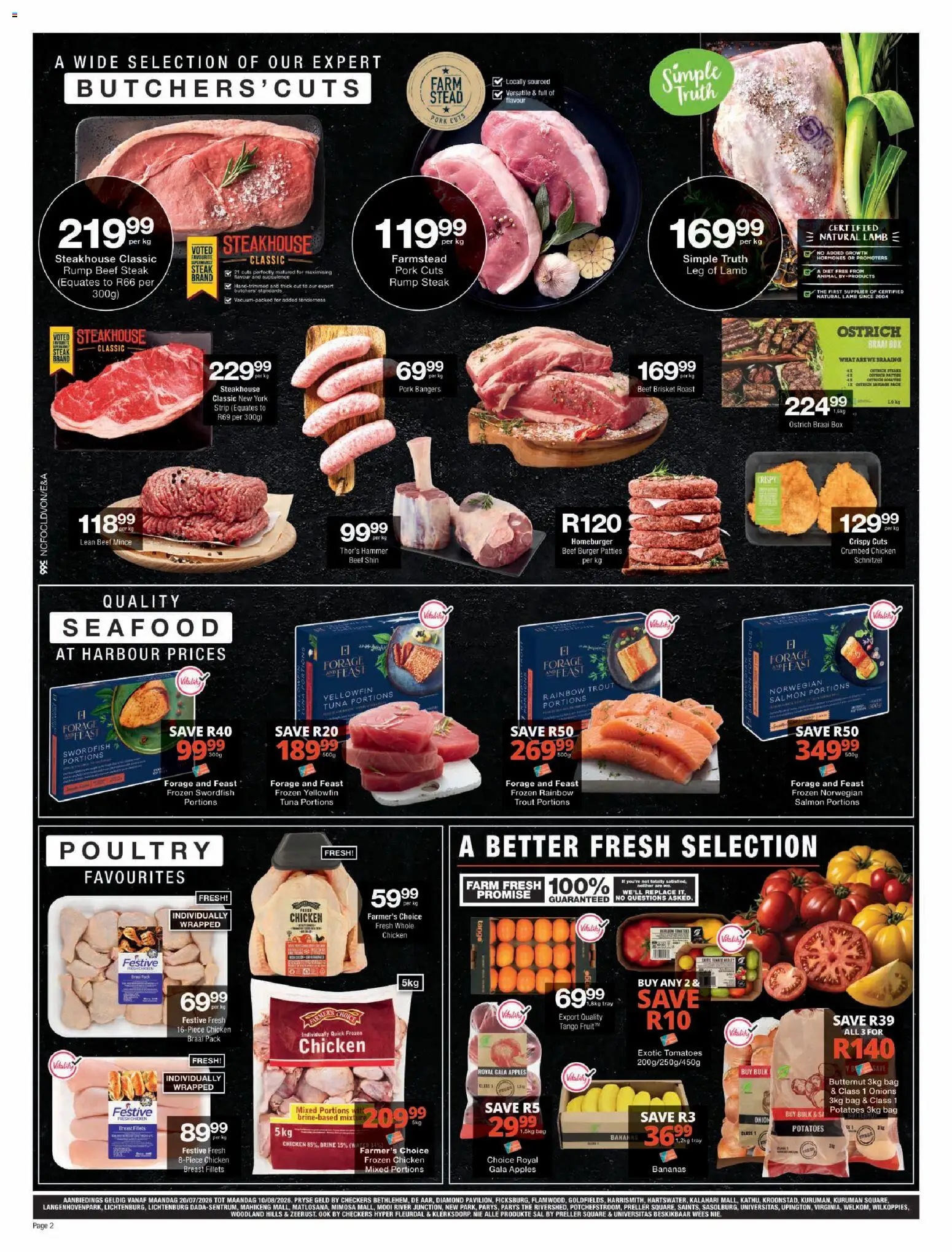 New Checkers catalogue – valid from 20/07/2026 | Page: 2 | Products: Tuna, Tray, Steak, Bananas