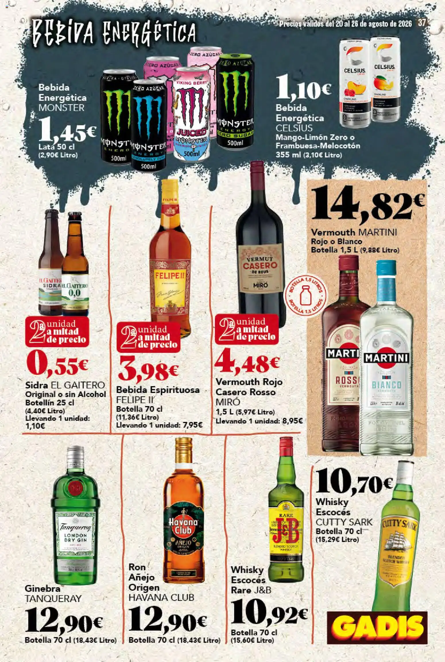 Gadis folleto │ válido desde el 20/08/2026 | Página: 37 | Productos: Havana, Bebida energética, Azúcar, Alcohol