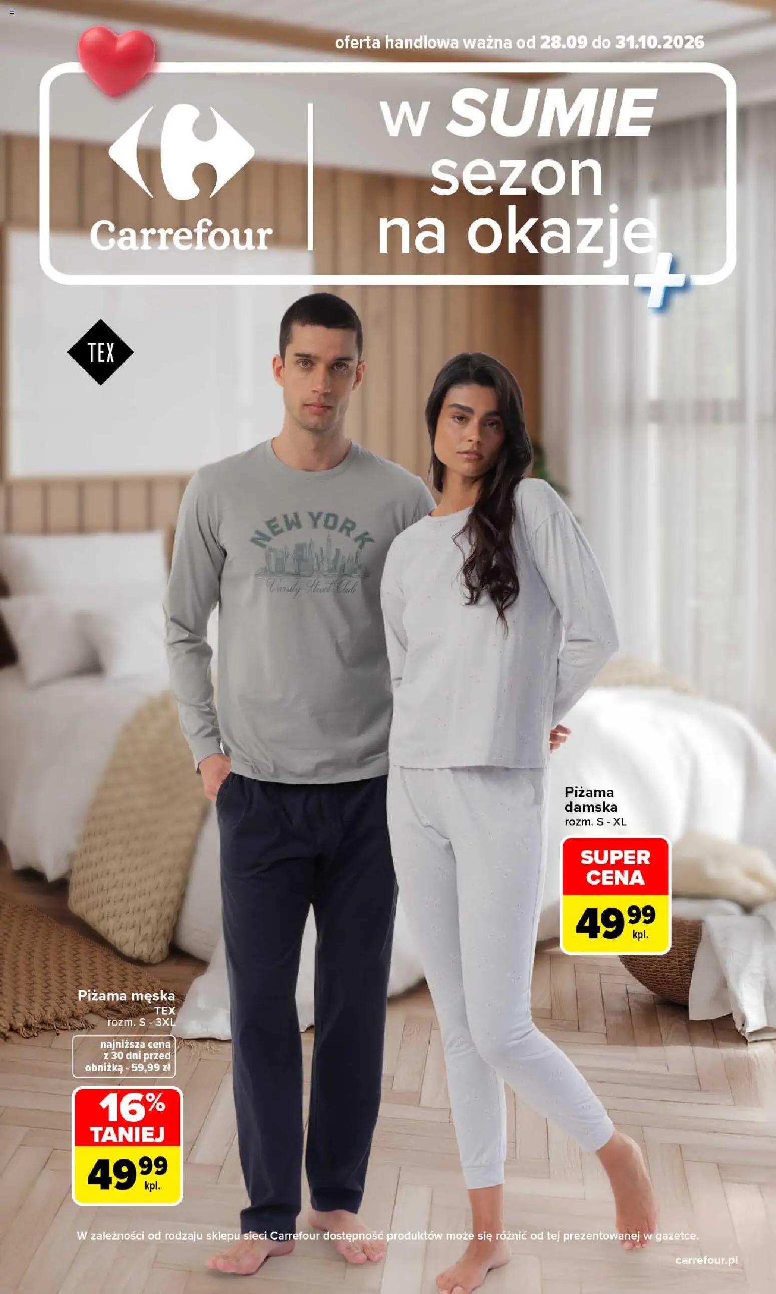 Carrefour gazetka - Sezon na okazje od 28.09.2026 | Strona: 1 | Produkty: Piżama, Piżama męska