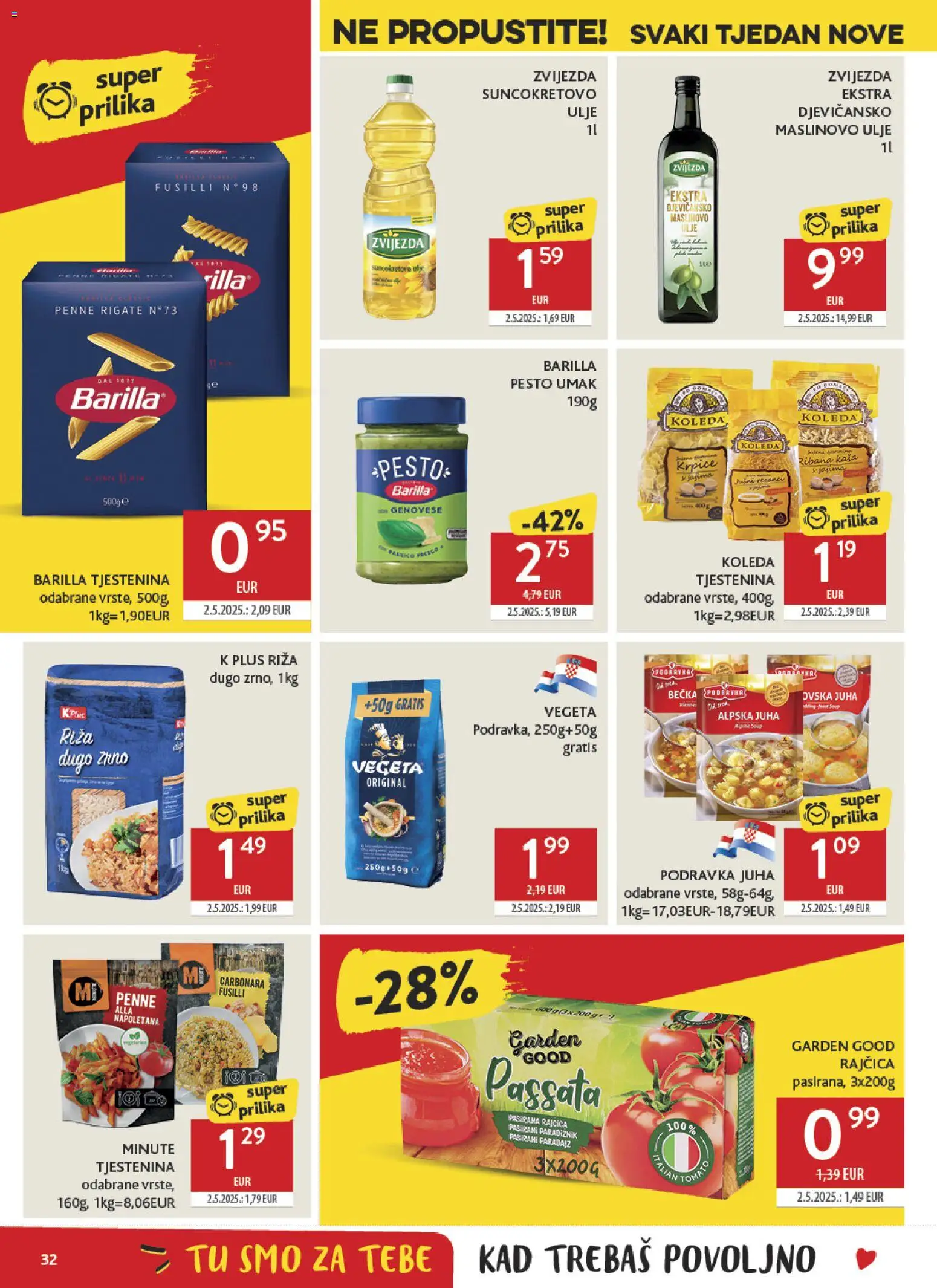 Konzum katalog | vrijedi od 13.05.2026 | Stranica: 32 | Proizvodi: Suncokretovo ulje, Ulje, Maslinovo ulje, Pasta