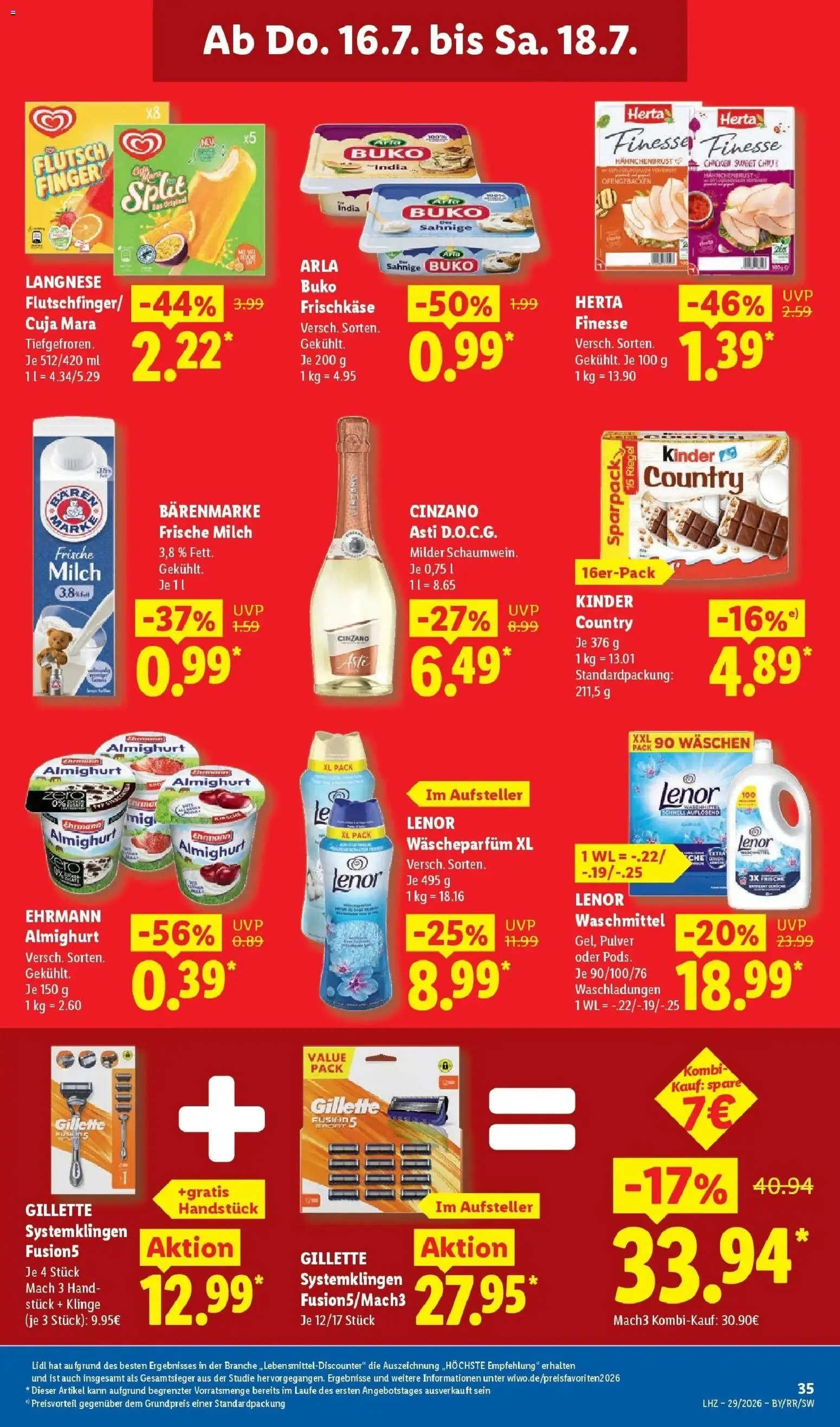 Lidl Prospekt Hof-innenstadt – gültig ab 13.07.2026 | Seite: 69 | Produkte: Ehrmann almighurt, Herta finesse, Frischkase, Kinder country