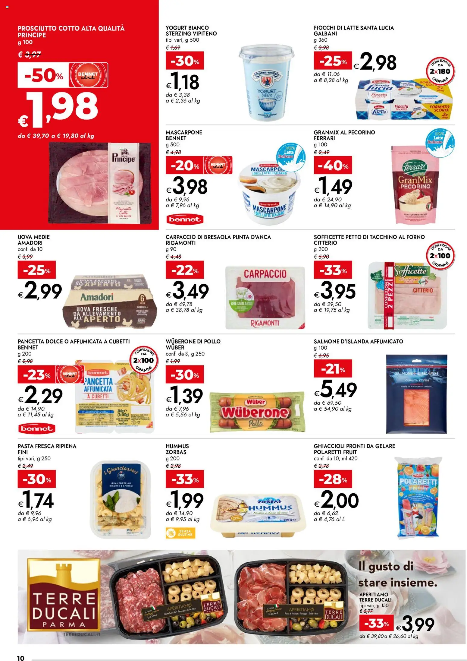 Volantino bennet del 13/08/2026 | Pagina: 10 | Prodotti: Carpaccio, Salmone, Hummus, Pecorino