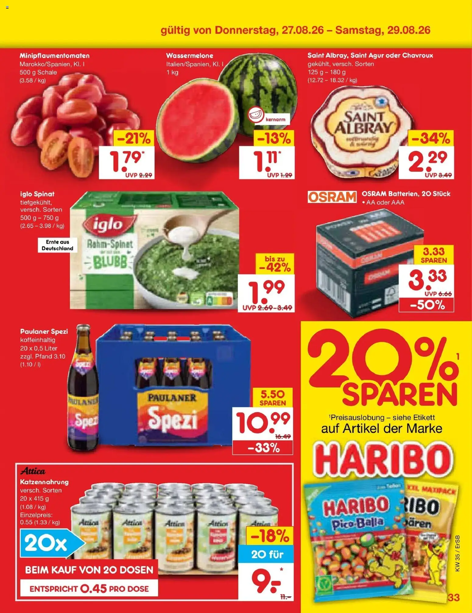 Netto Marken-Discount Prospekt Naumburg (ab 24.08.2026) » Angebote | Seite: 47 | Produkte: Haribo, Paulaner spezi, Wassermelone, Paulaner