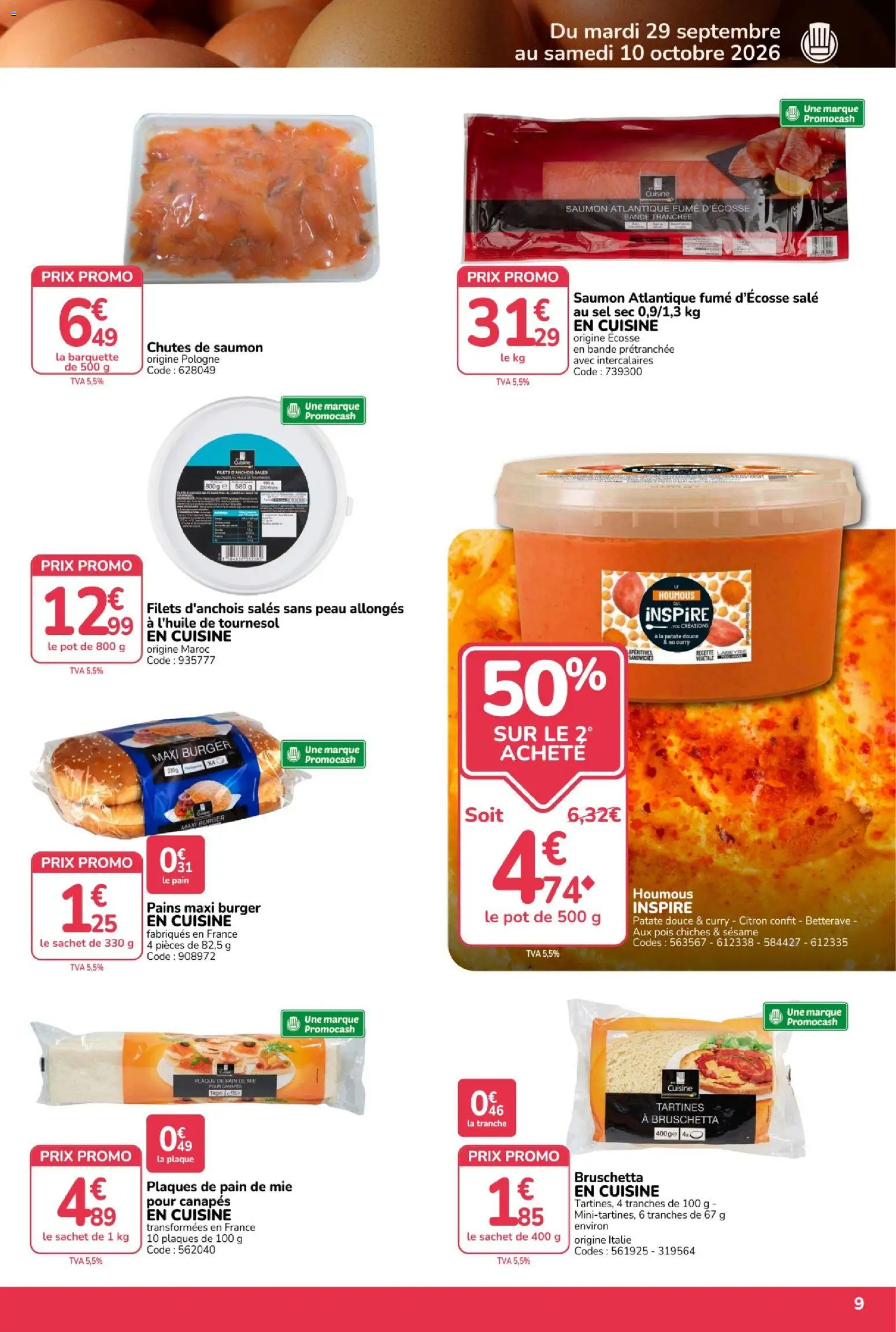 {H1} | Page: 9 | Produits: Patate douce, Curry, Pain de mie, Burger