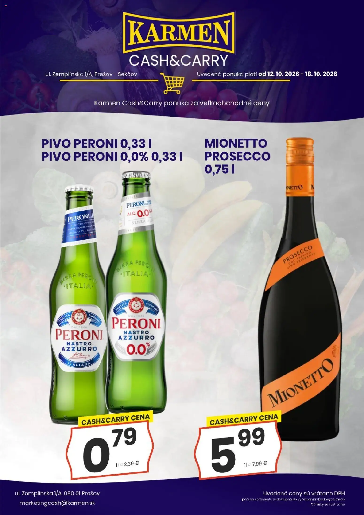 Nové KARMEN CBA akcie – leták je platný od 12.10.2026 | Strana: 2 | Produkty: Pivo, Prosecco, Mionetto Prosecco