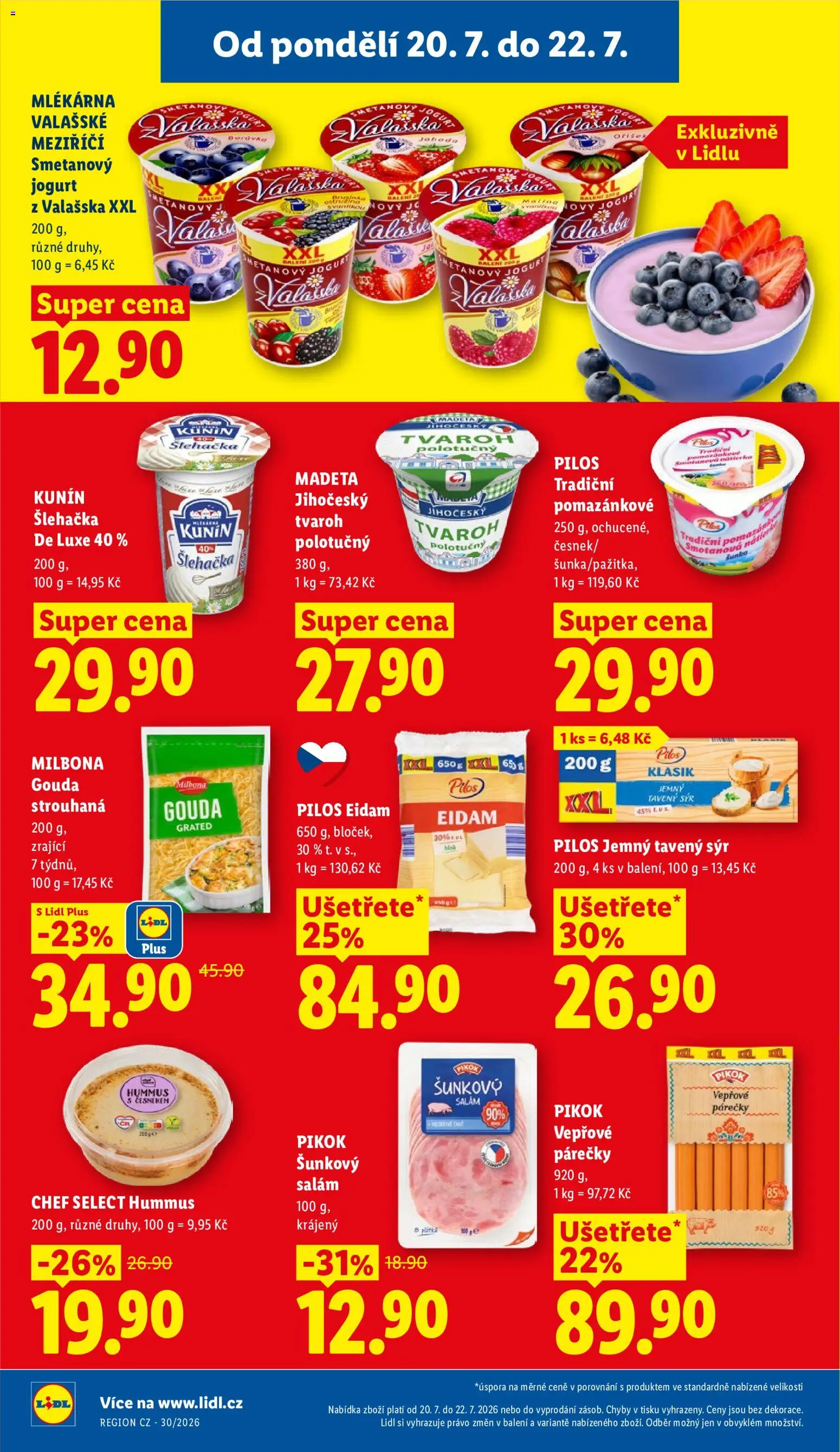 Lidl leták od 20.07.2026 | Strana: 16 | Produkty: Tavený sýr, Salám, Tvaroh, Šunkový salám