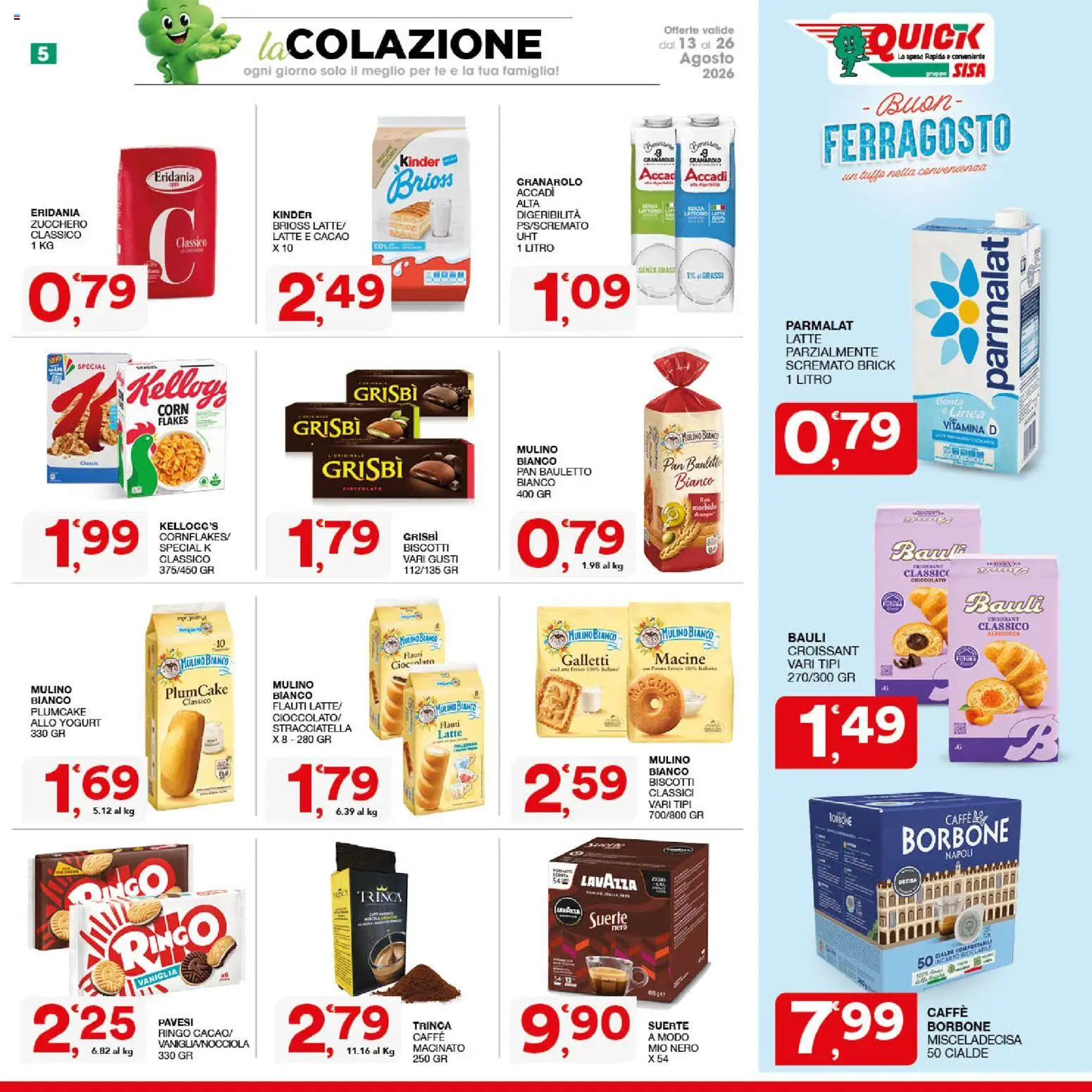 Volantino SISA del 13/08/2026 | Pagina: 5 | Prodotti: Vaniglia, Biscotti, Croissant, Borbone
