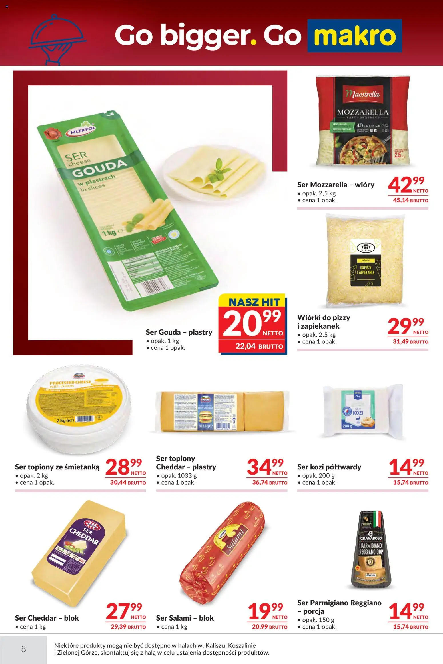 Makro gazetka - Oferta dla gastronomii od 01.09.2026 | Strona: 8 | Produkty: Ser topiony, Parmigiano Reggiano, Mozzarella, Cheddar