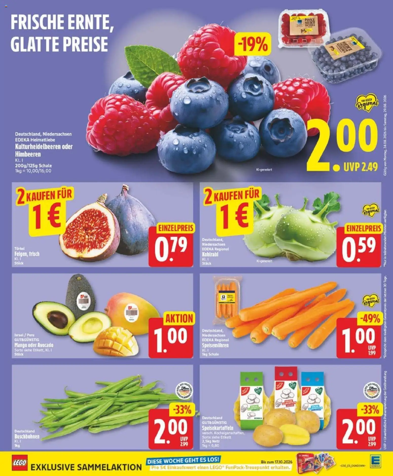 Edeka Prospekt Bremen – gültig ab 23.08.2026 | Seite: 3 | Produkte: Himbeeren, Kohlrabi, Avocado, Mango